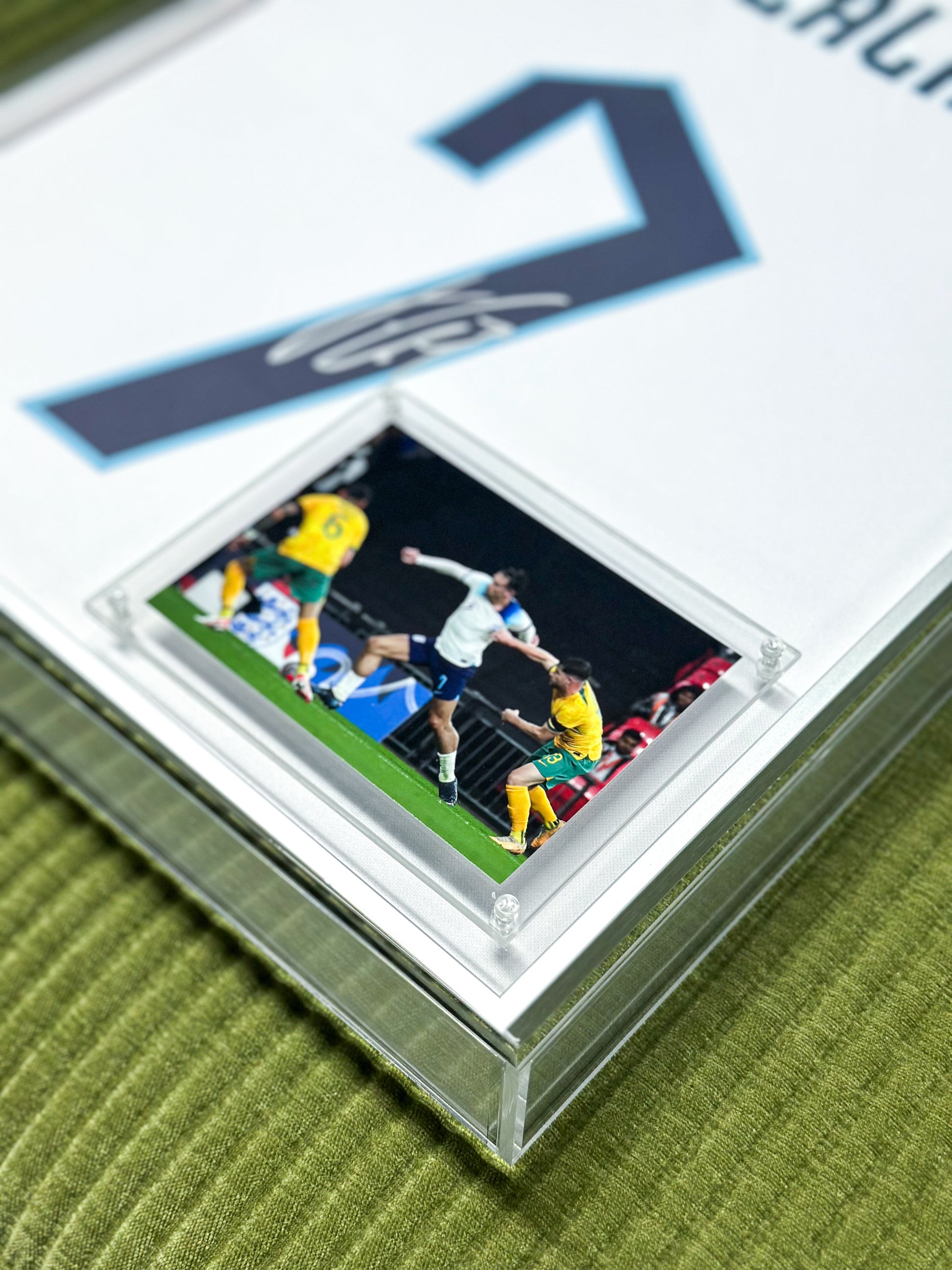 Manchester City Jack Grealish Autographed Jersey with Personalized Custom Design Framed 00023