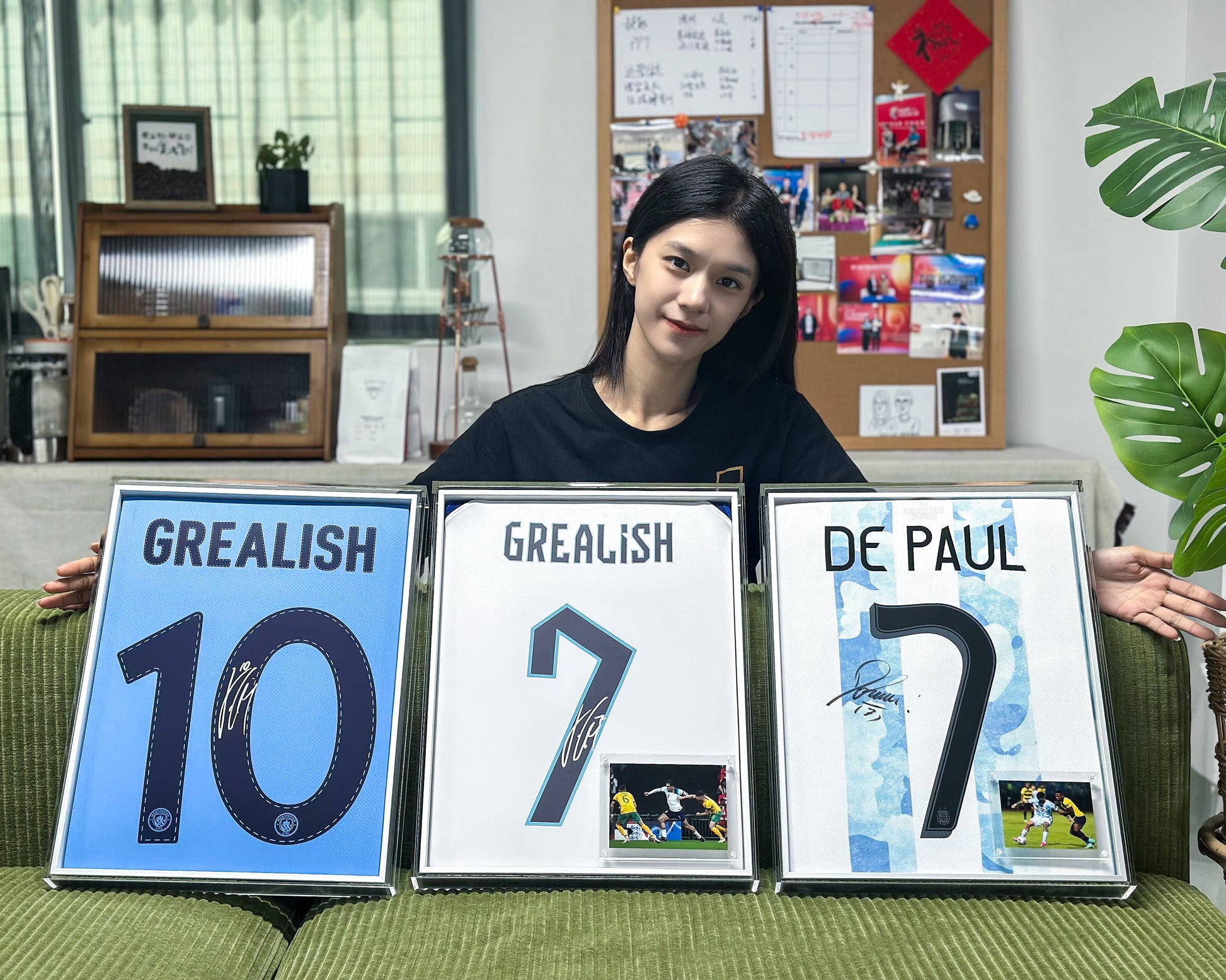 Manchester City Jack Grealish Autographed Jersey with Personalized Custom Design Framed 00023