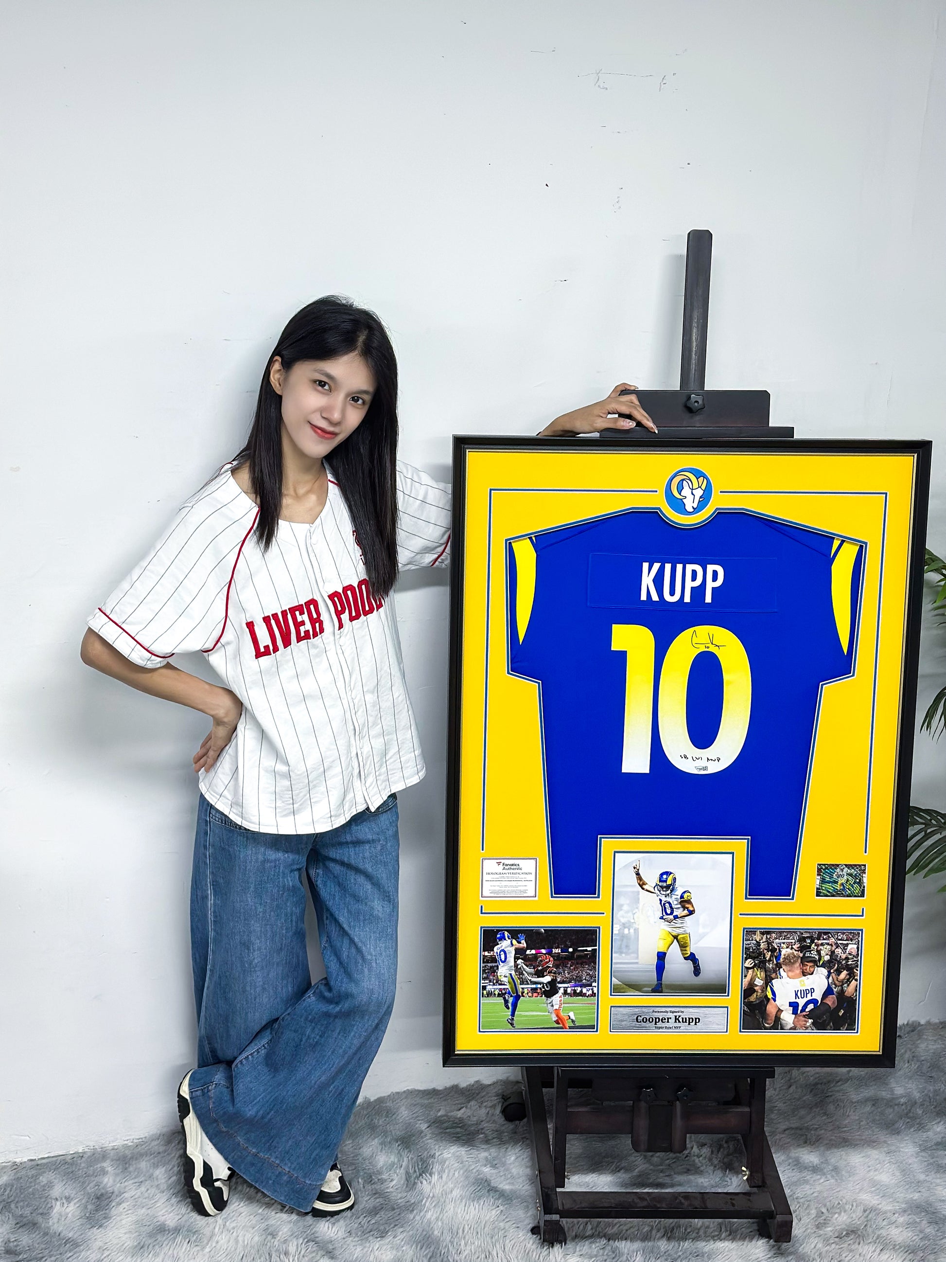 NFL Los Angeles Rams Cooper Kupp Signed Jersey Personalized Framed Display 000061