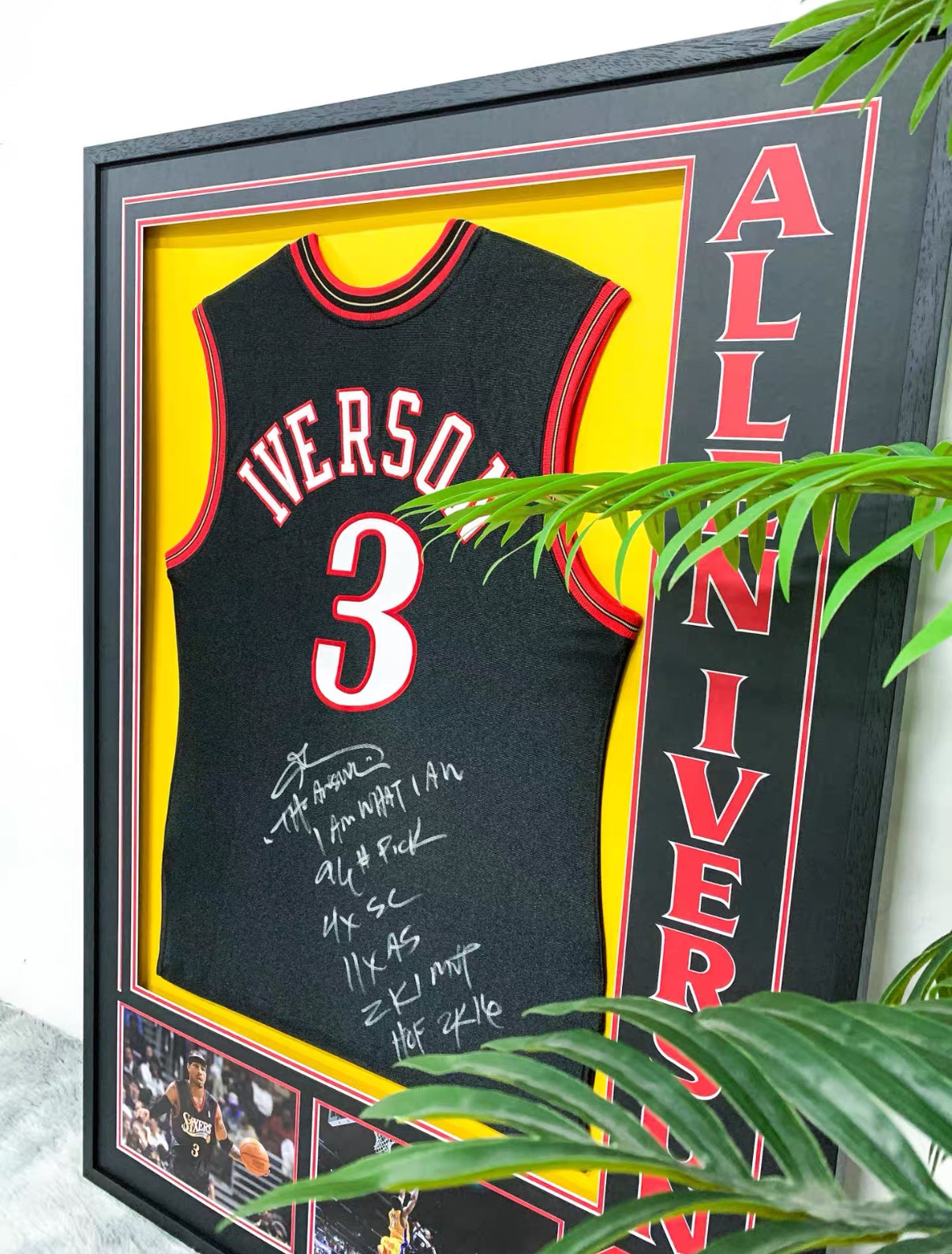 Philadelphia 76ers Allen Iverson Autographed Jersey with Personalized Custom Design Framed 00008