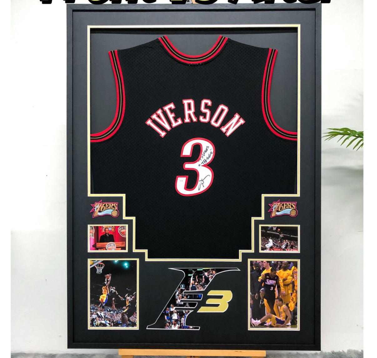 Philadelphia 76ers Allen Iverson Autographed Jersey with Personalized Custom Design Framed 00009