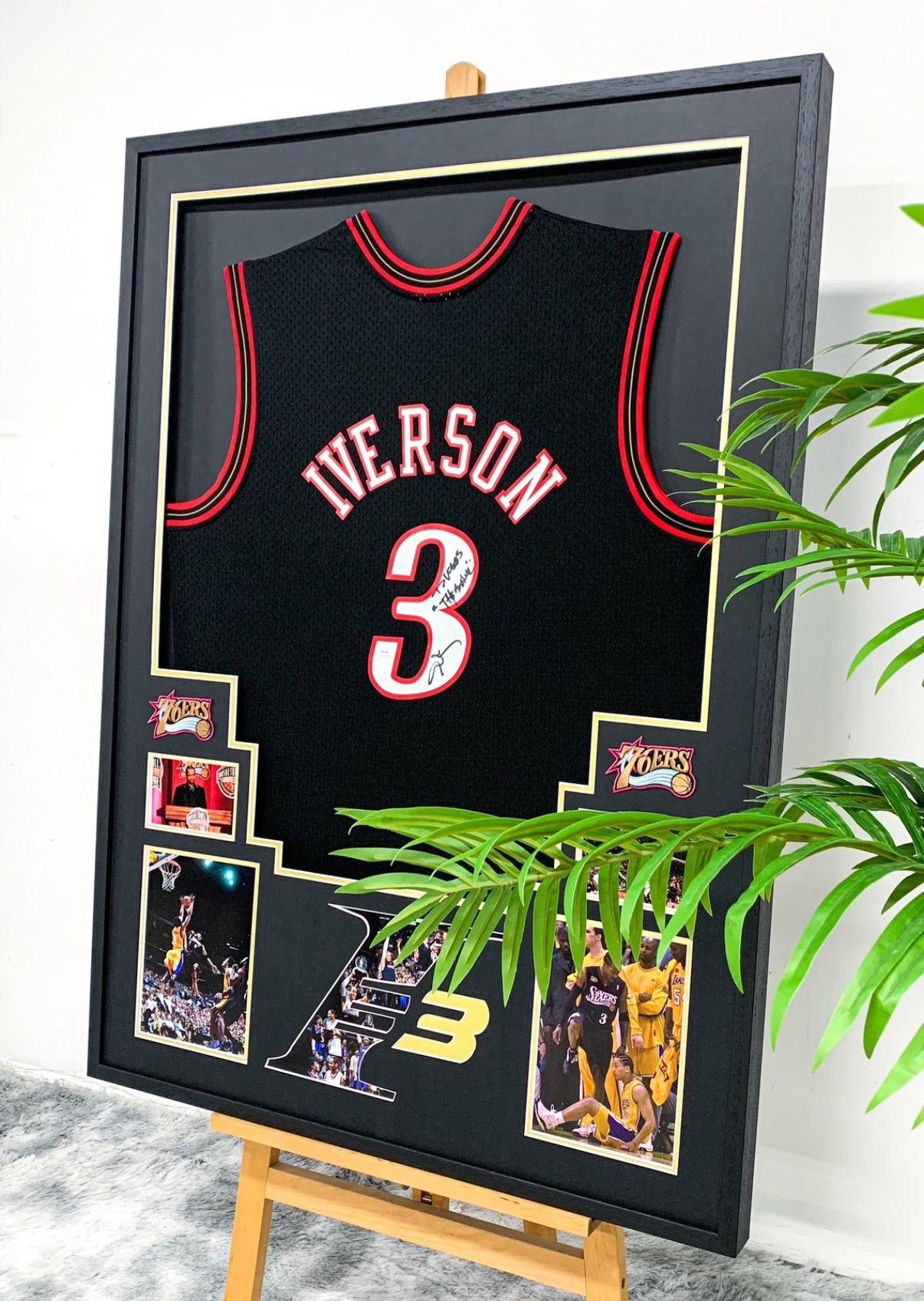 Philadelphia 76ers Allen Iverson Autographed Jersey with Personalized Custom Design Framed 00009
