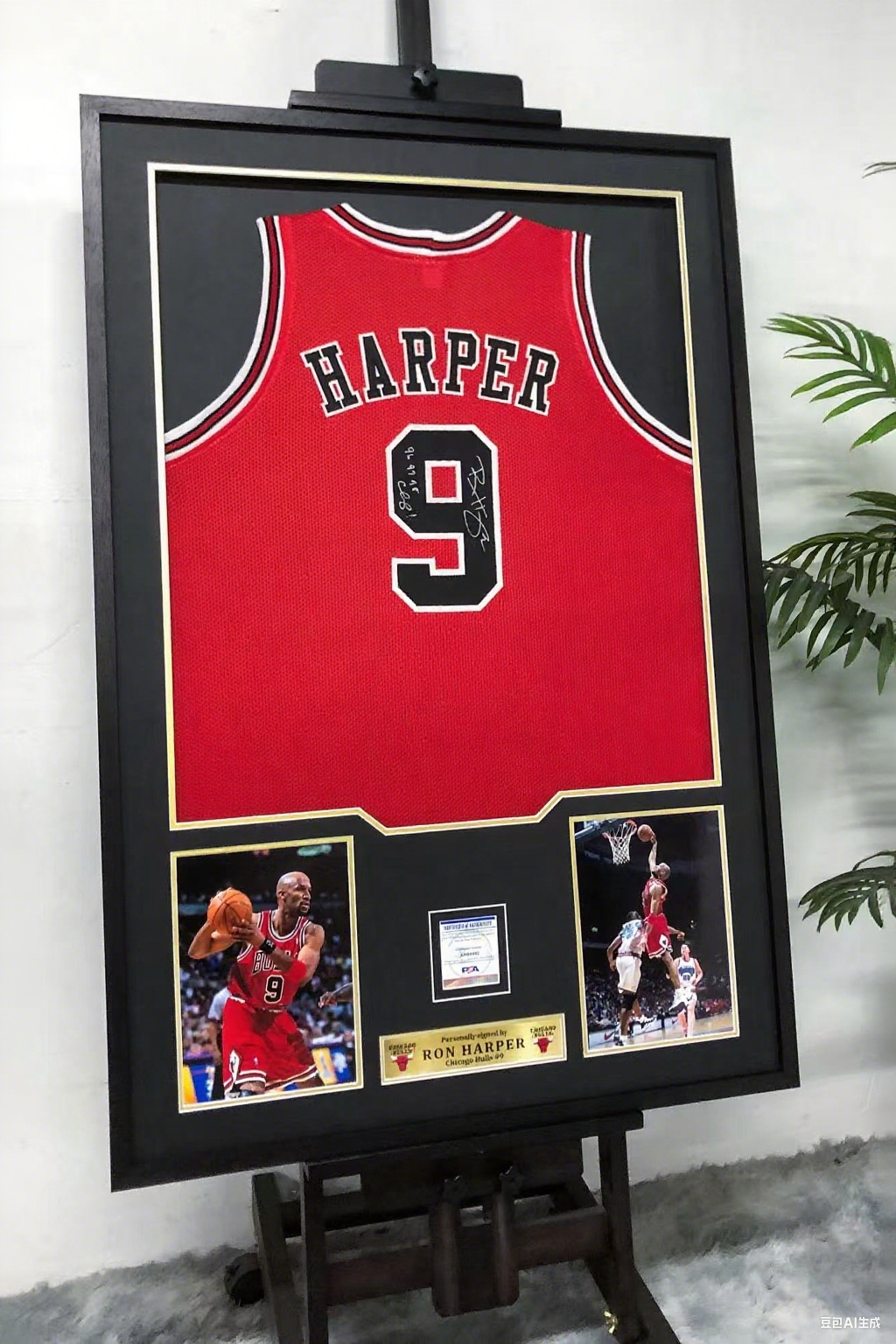 Chicago Bulls RON HARPER Autographed Jersey with Standard Design Framed 000013