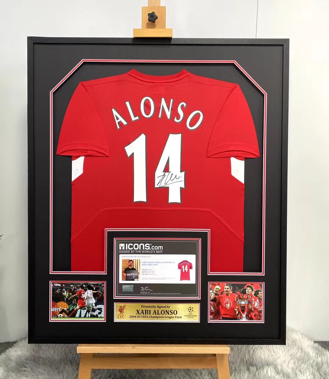 Liverpool FC Xabi Alonso Football Club Autographed Jersey with Standard Design Framed 000032