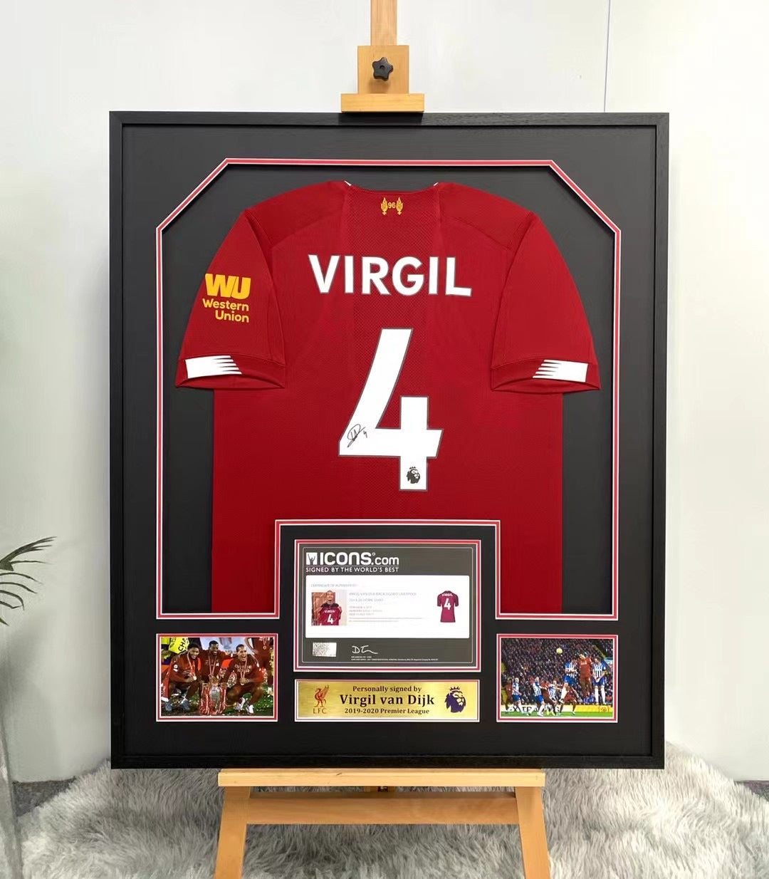 Liverpool FC Virgil van Dijk Football Club Autographed Jersey with Standard Design Framed 000037