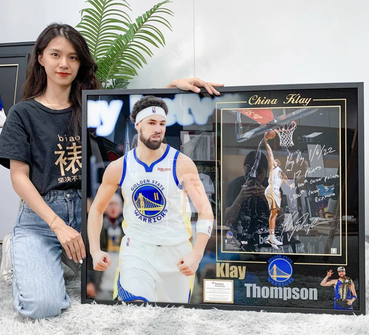 Golden State Warriors Klay Thompson Poster with Personalized Custom Design Framed00003