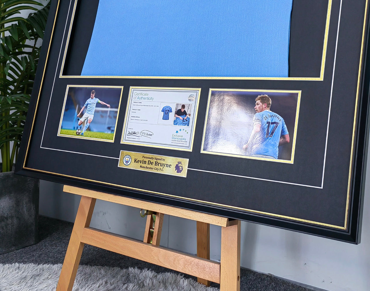 Manchester City FC DE BRUYNE Autographed Jersey with Personalized Custom Design Framed 00015