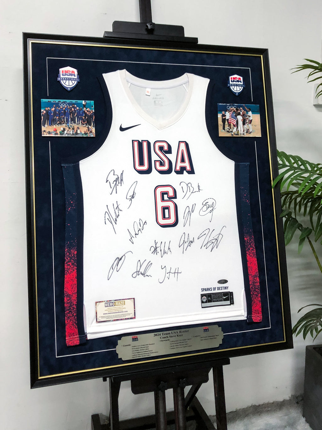 USA LeBron James Autographed Jersey with Personalized Custom Design Framed 000052