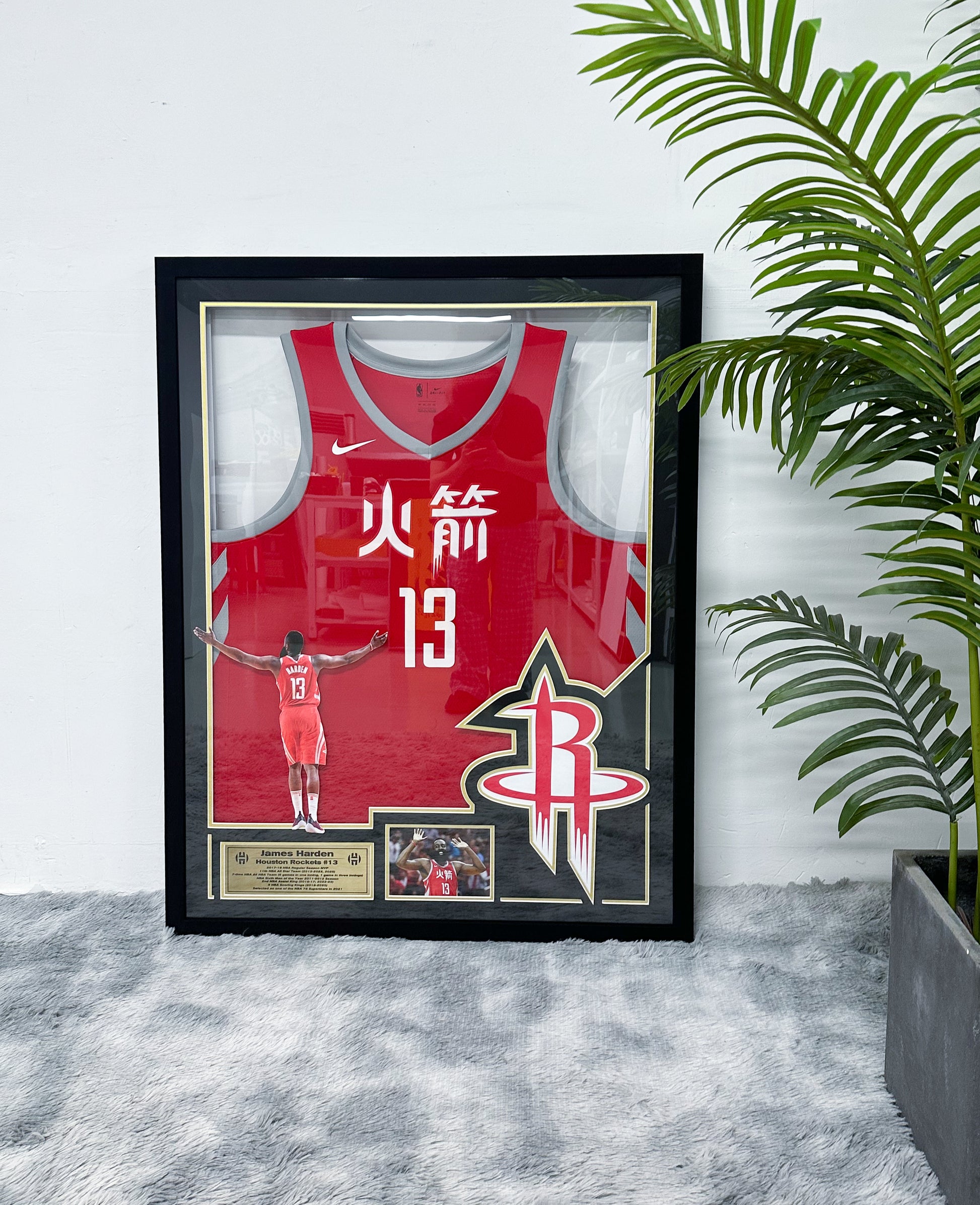 Houston Rockets James Harden Autographed Jersey with Personalized Custom Design Framed 00003