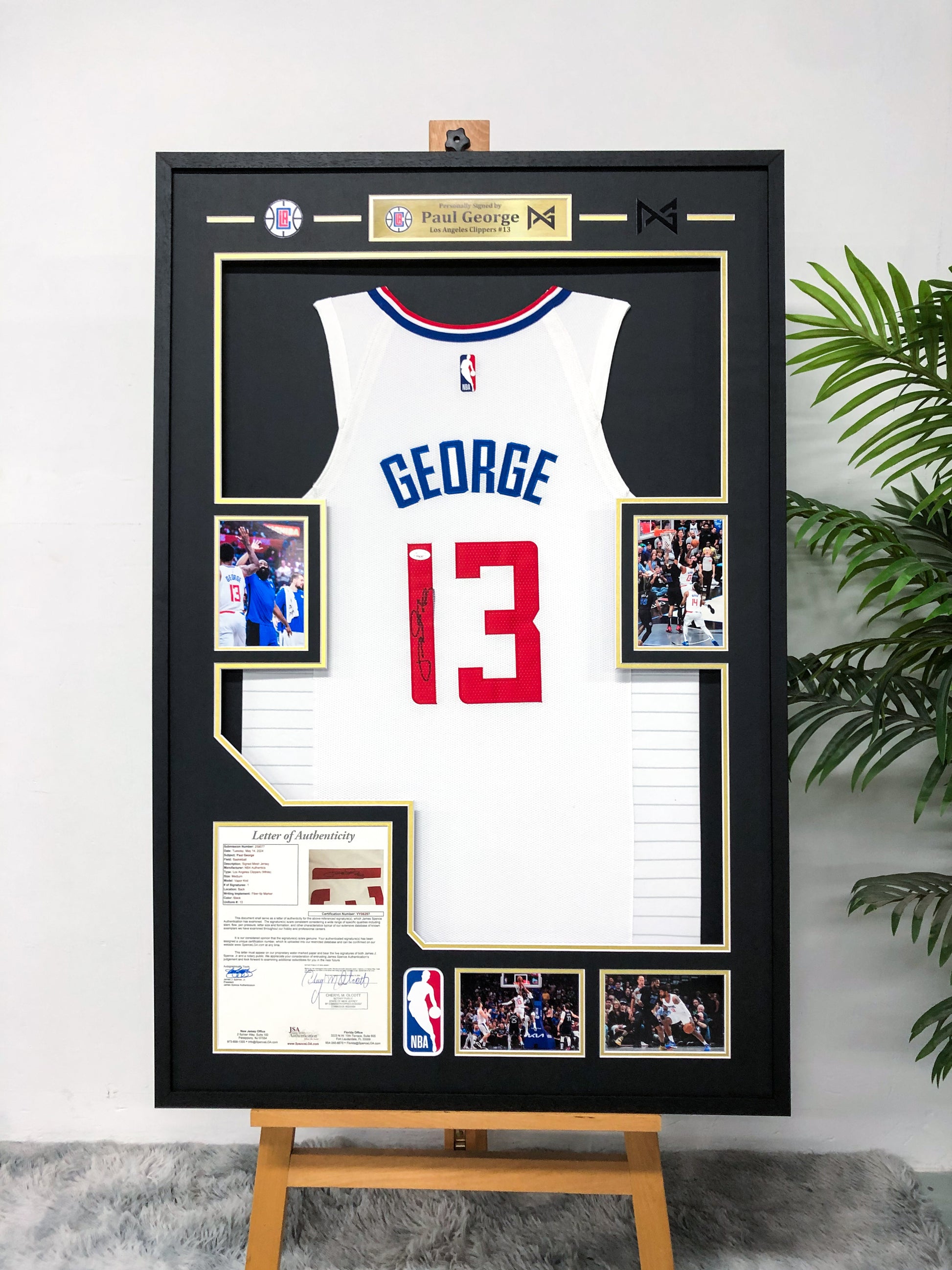 Los Angeles Clippers Paul George Autographed Jersey with Personalized Custom Design Framed 00004