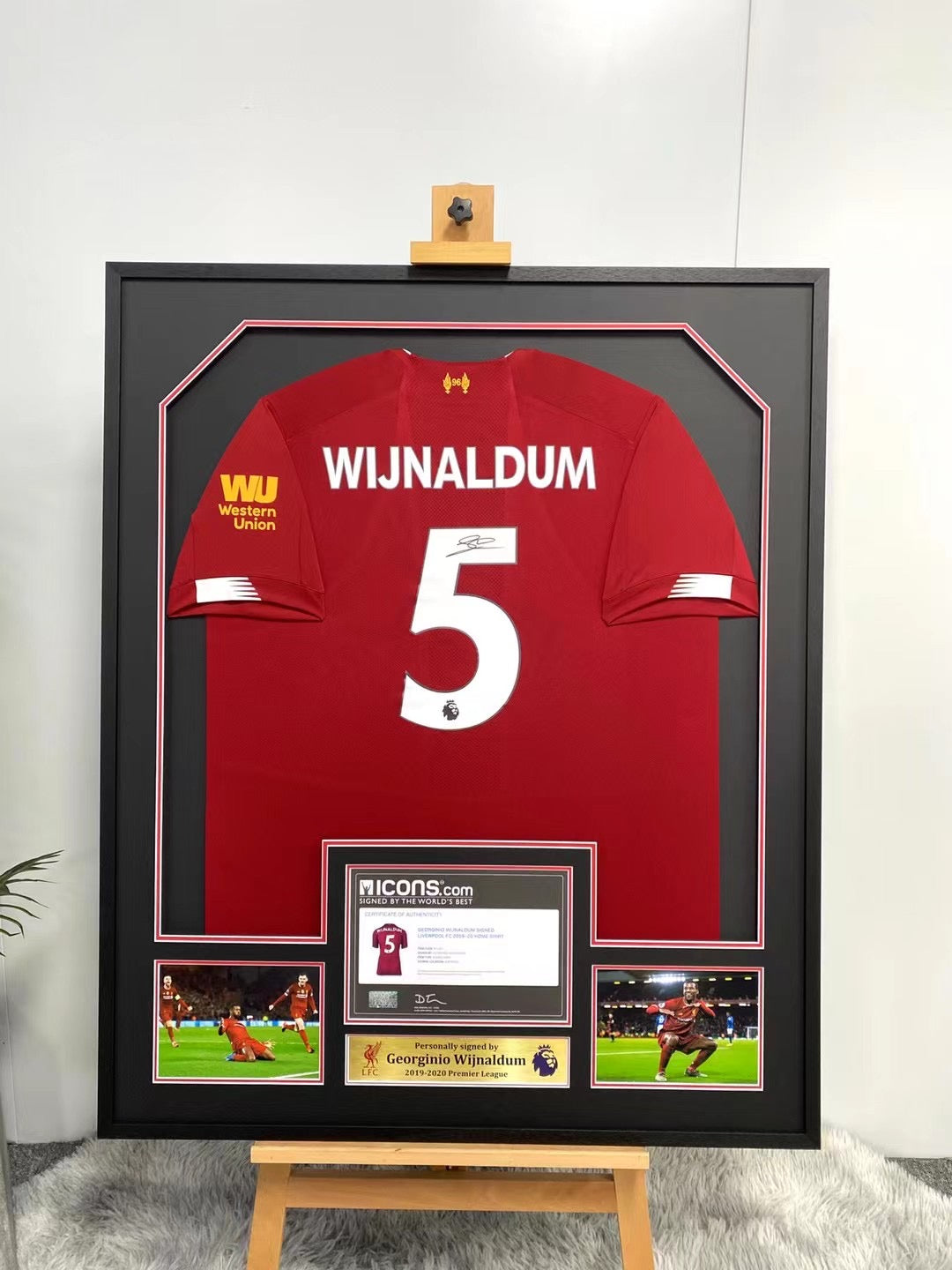 Liverpool FC Georginio Wijnaldum Football Club Autographed Jersey with Standard Design Framed 000036