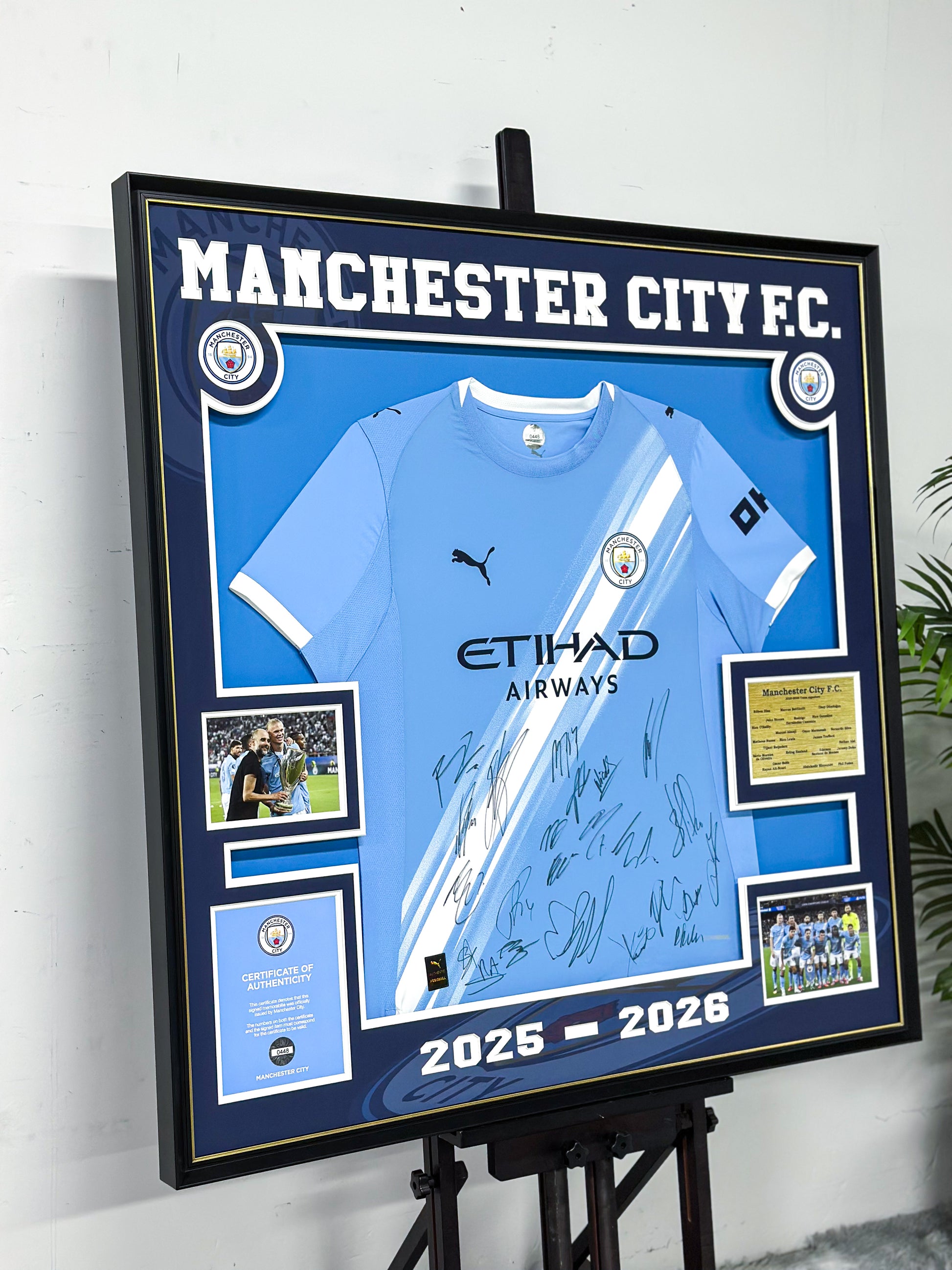 Manchester City FC Erling Haaland Autographed Jersey with Personalized Custom Design Framed 00028