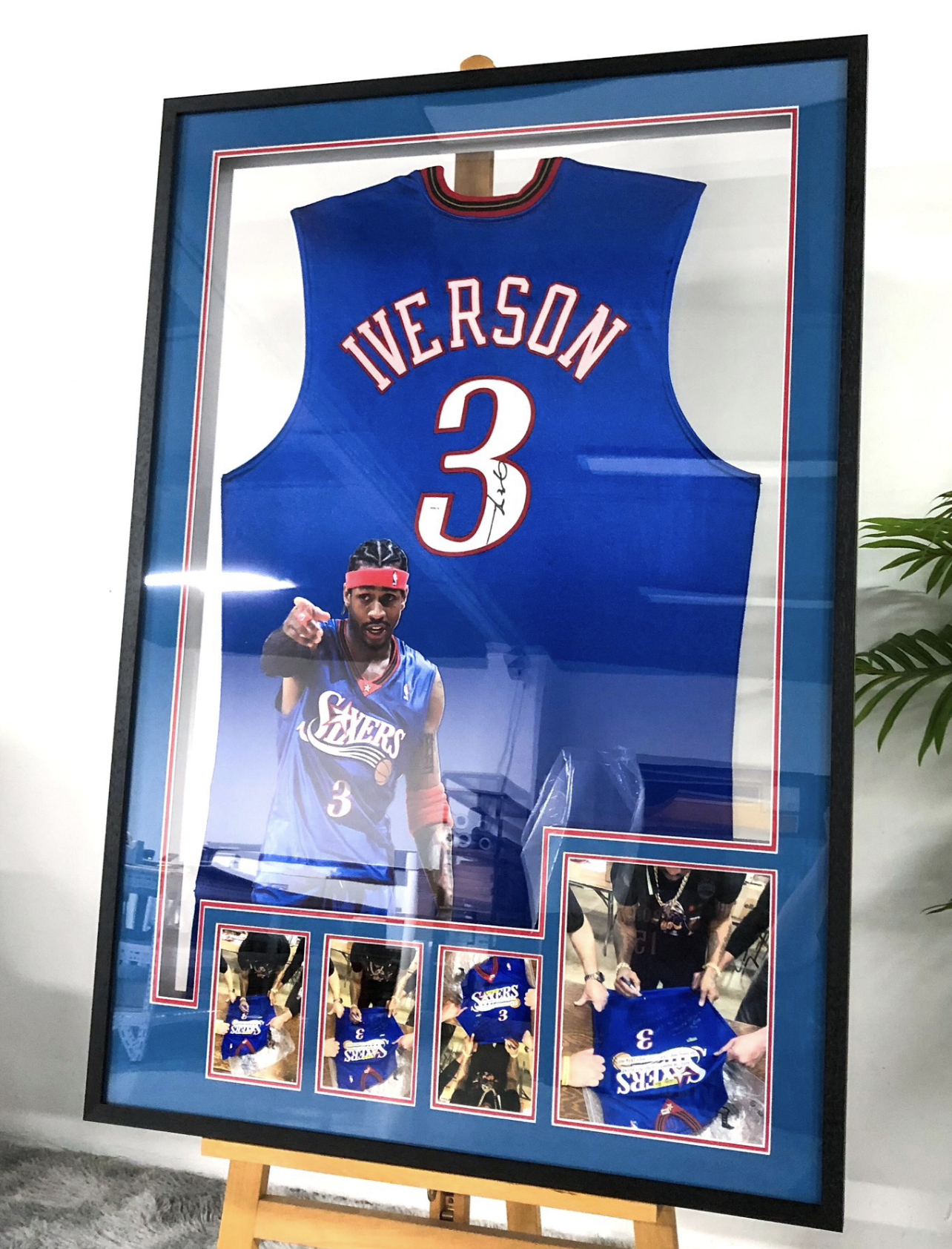 Philadelphia 76ers Allen Iverson Autographed Jersey with Personalized Custom Design Framed 000019