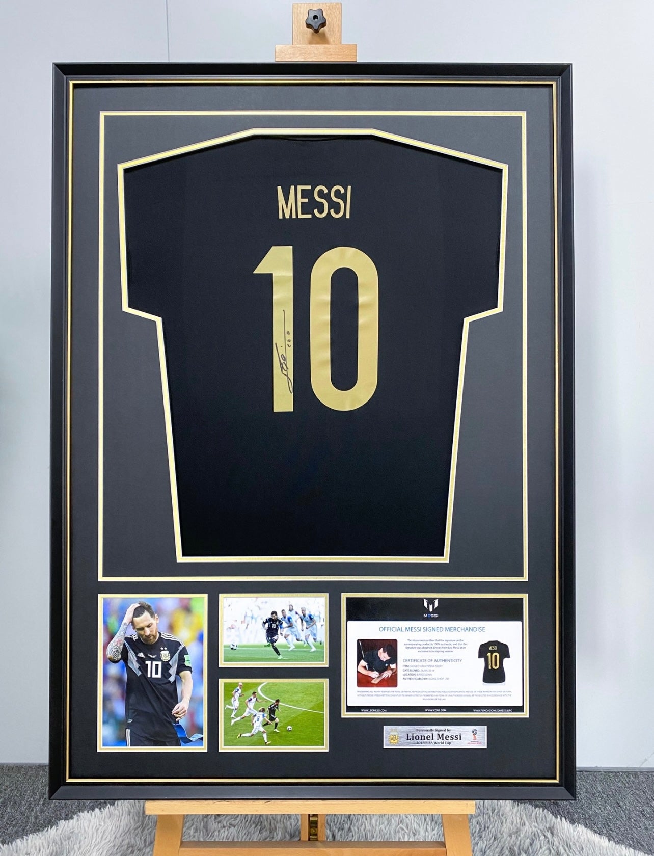 Argentina Lionel Messi Autographed Jersey with Personalized Custom Design Framed 000054