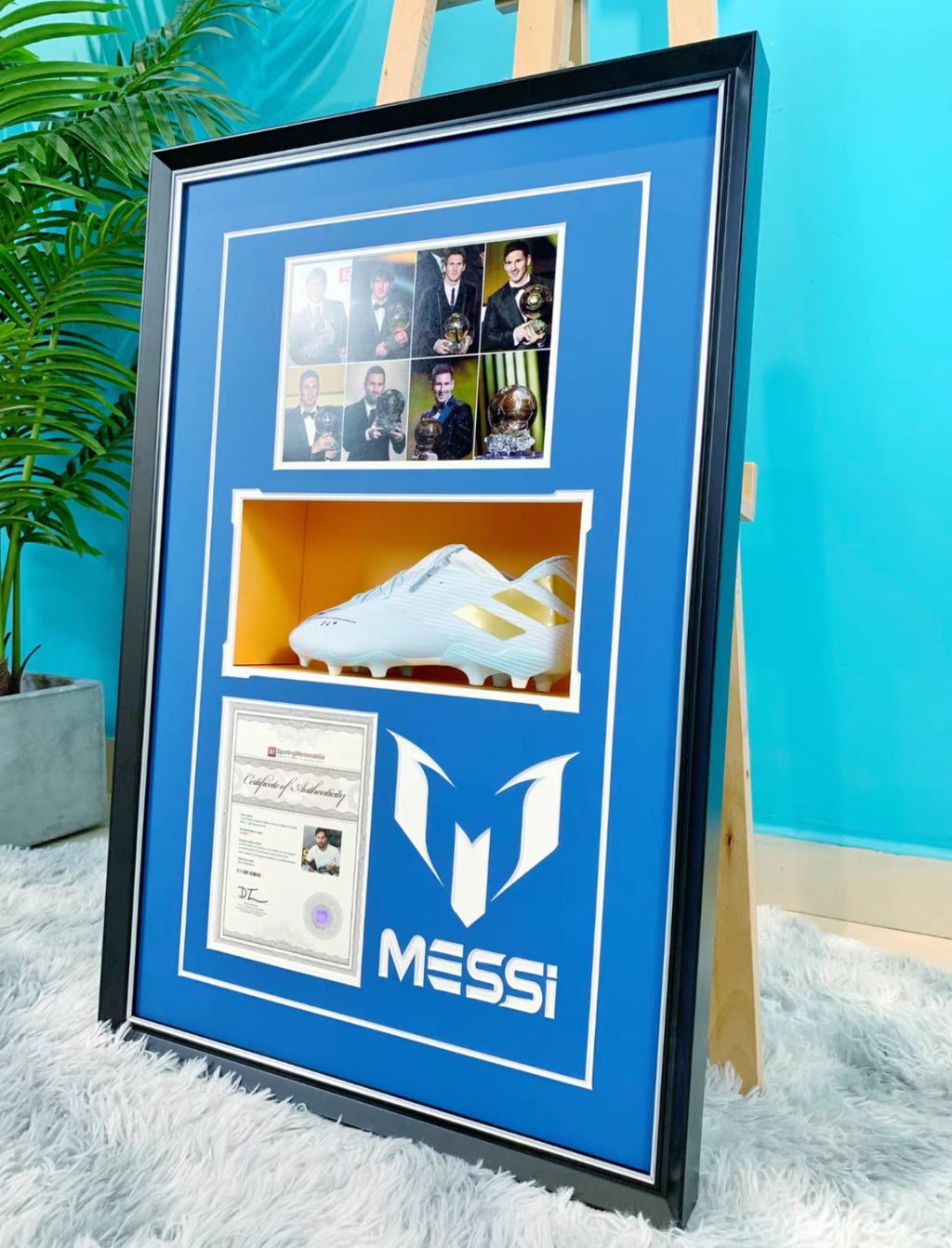 Lionel Messi Sneakers with Personalized Custom Design Framed 000012