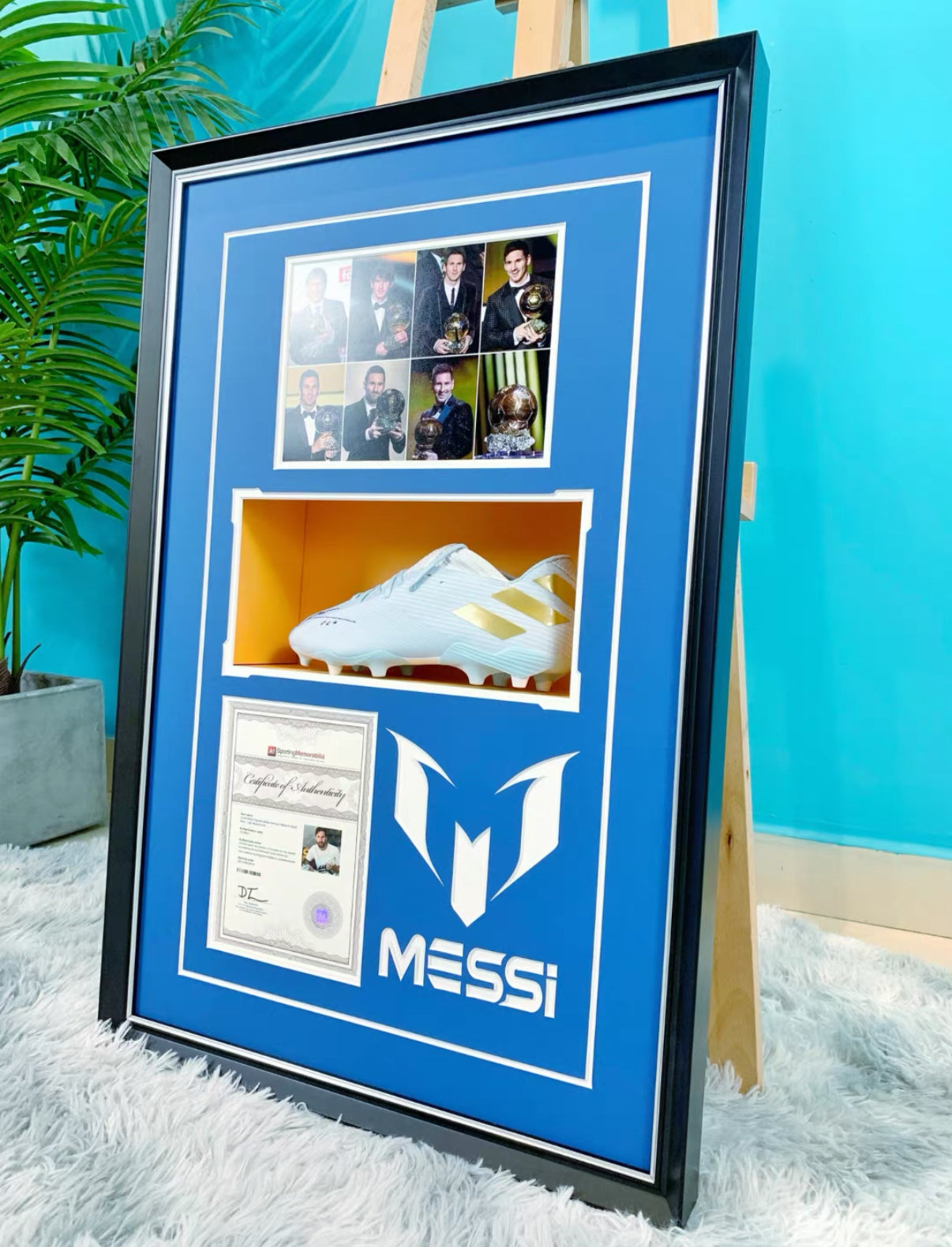 Lionel Messi Sneakers with Personalized Custom Design Framed 000012