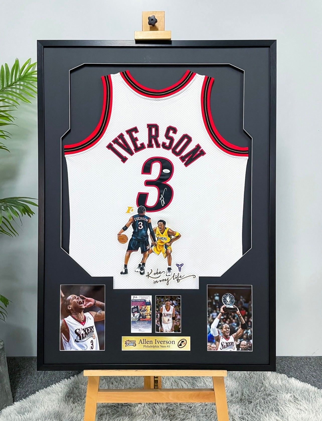 Philadelphia 76ers Allen Iverson Autographed Jersey with Personalized Custom Design Framed 000022