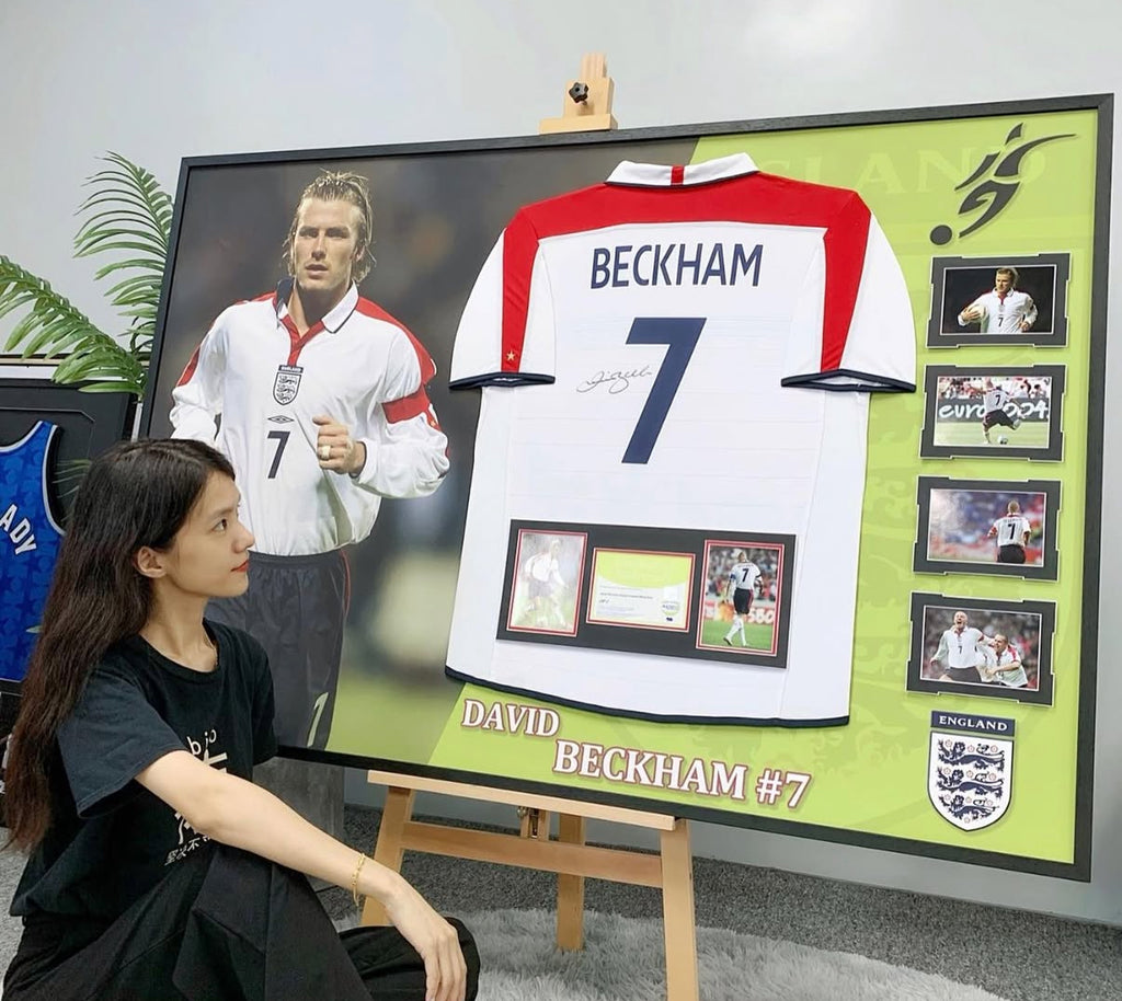 England National Football Team David Beckham Autographed Jersey with Personalized Custom Design Framed 00007