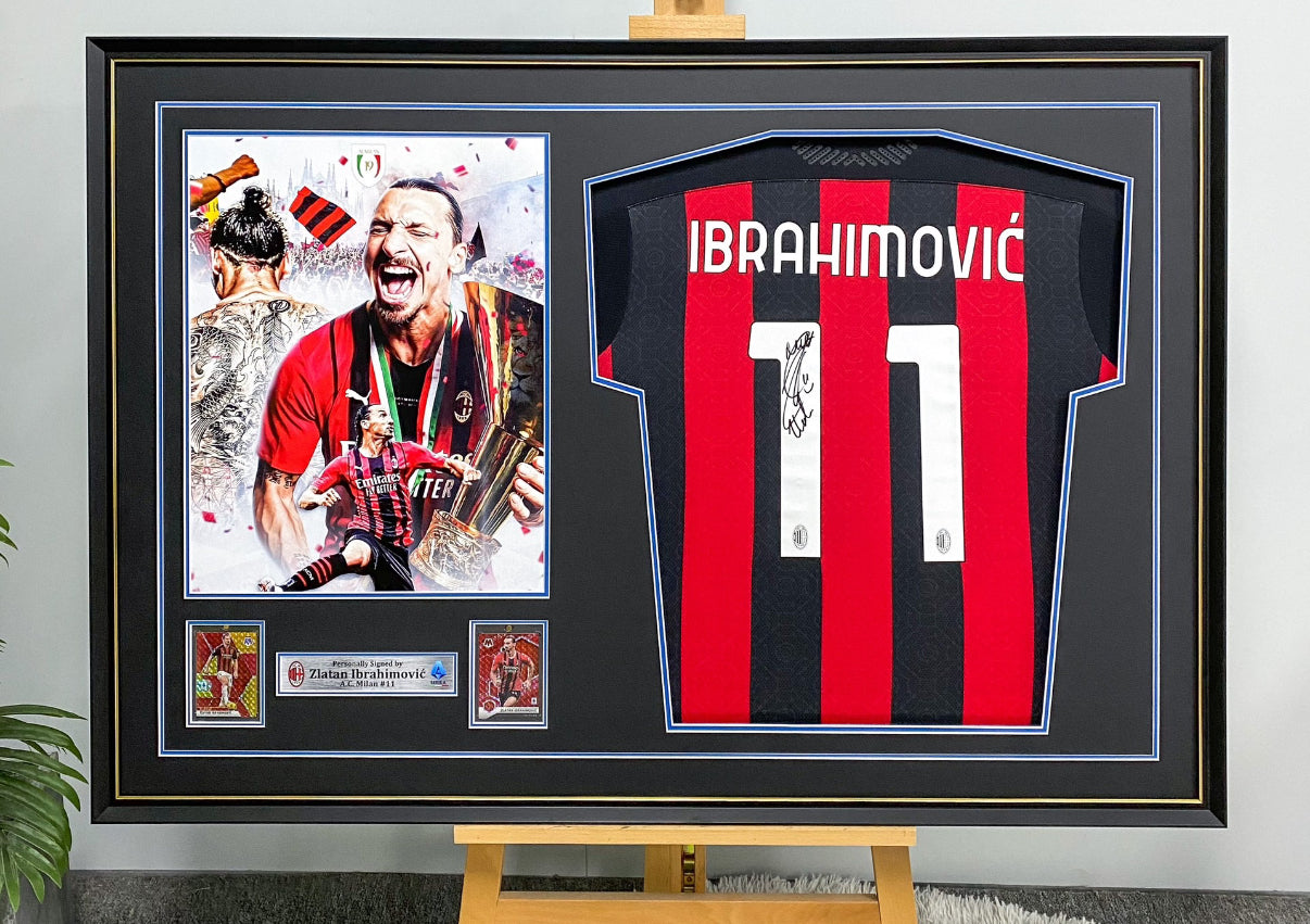 A.C. Milan Ibrahimović Autographed Jersey with Personalized Custom Design Framed 00022