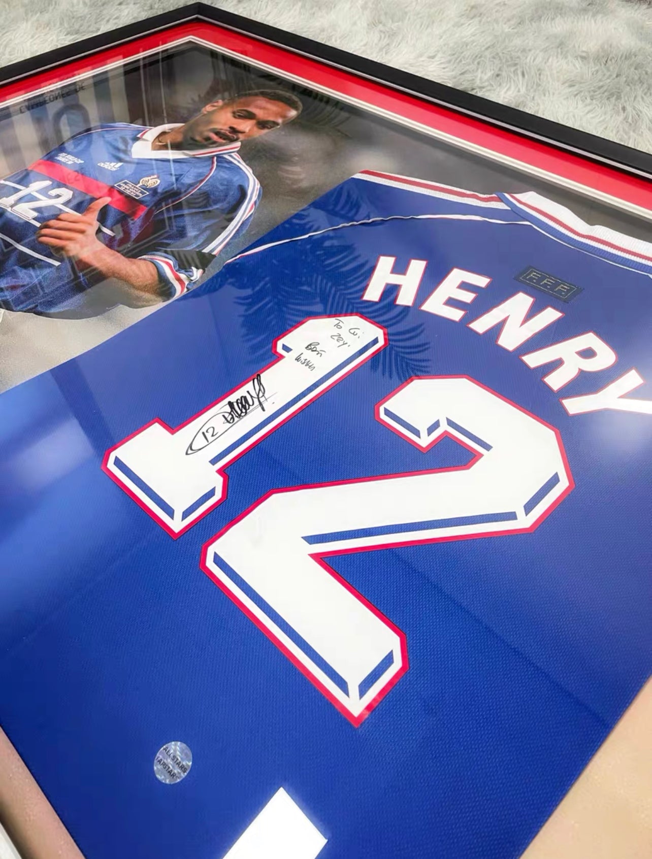 France national team Thierry Henry Autographed Jersey with Standard Design Framed 00002