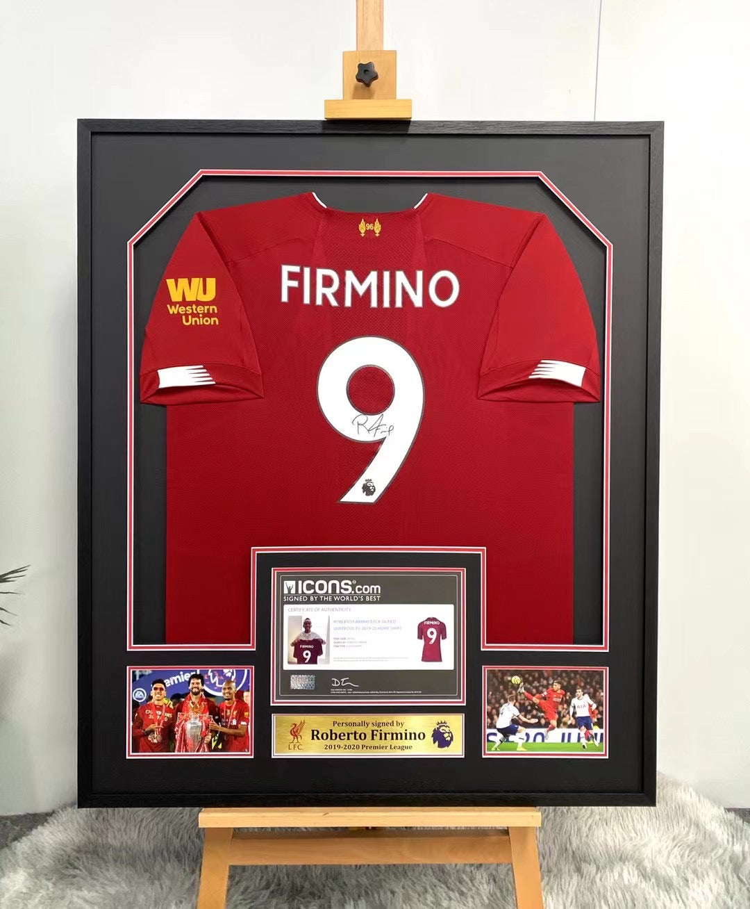 Liverpool FC Roberto Firmino Football Club Autographed Jersey with Standard Design Framed 000034