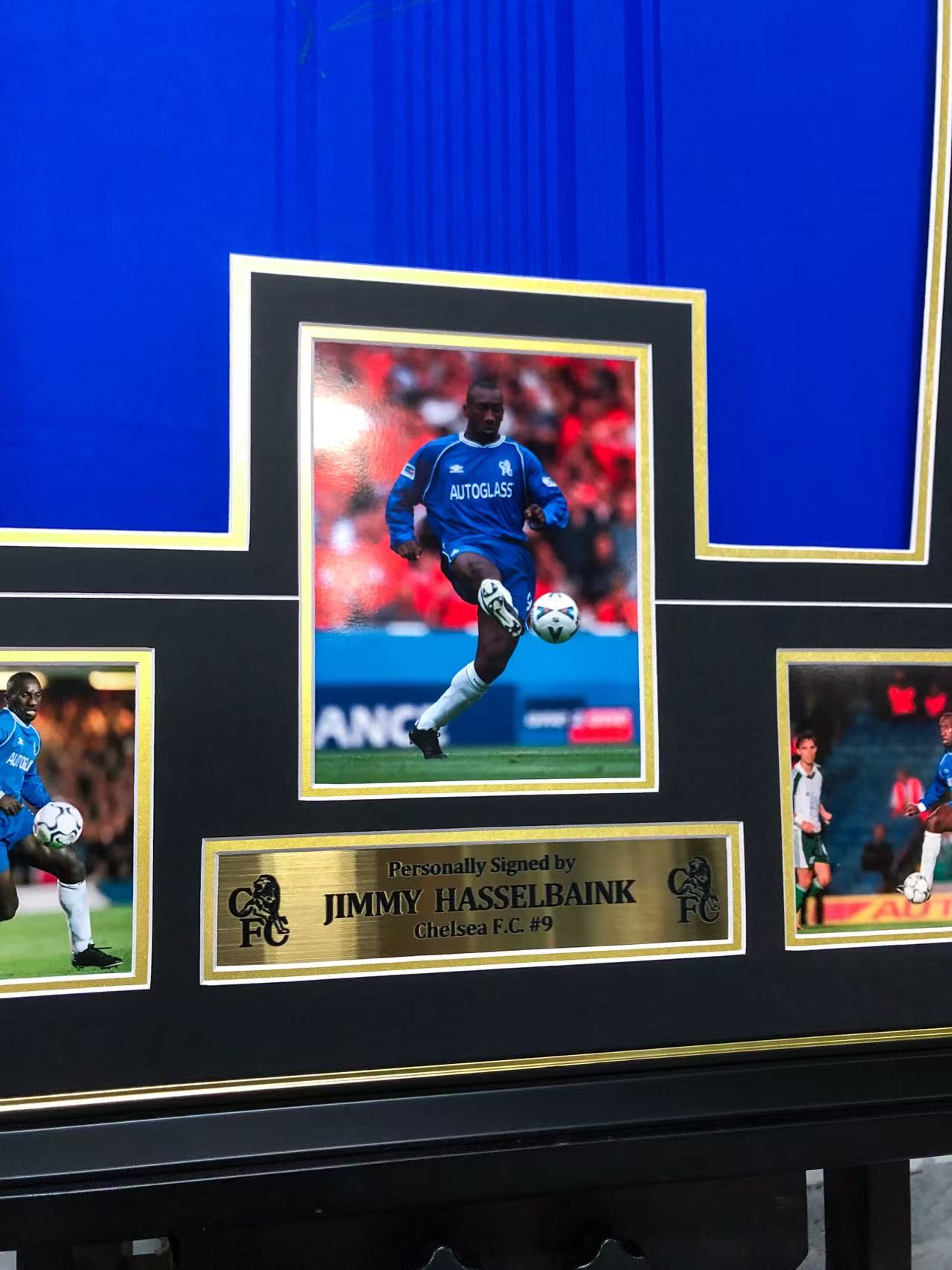 Chelsea FC Jimmy Hasselbaink Autographed Jersey with Classic Design Framed 00010