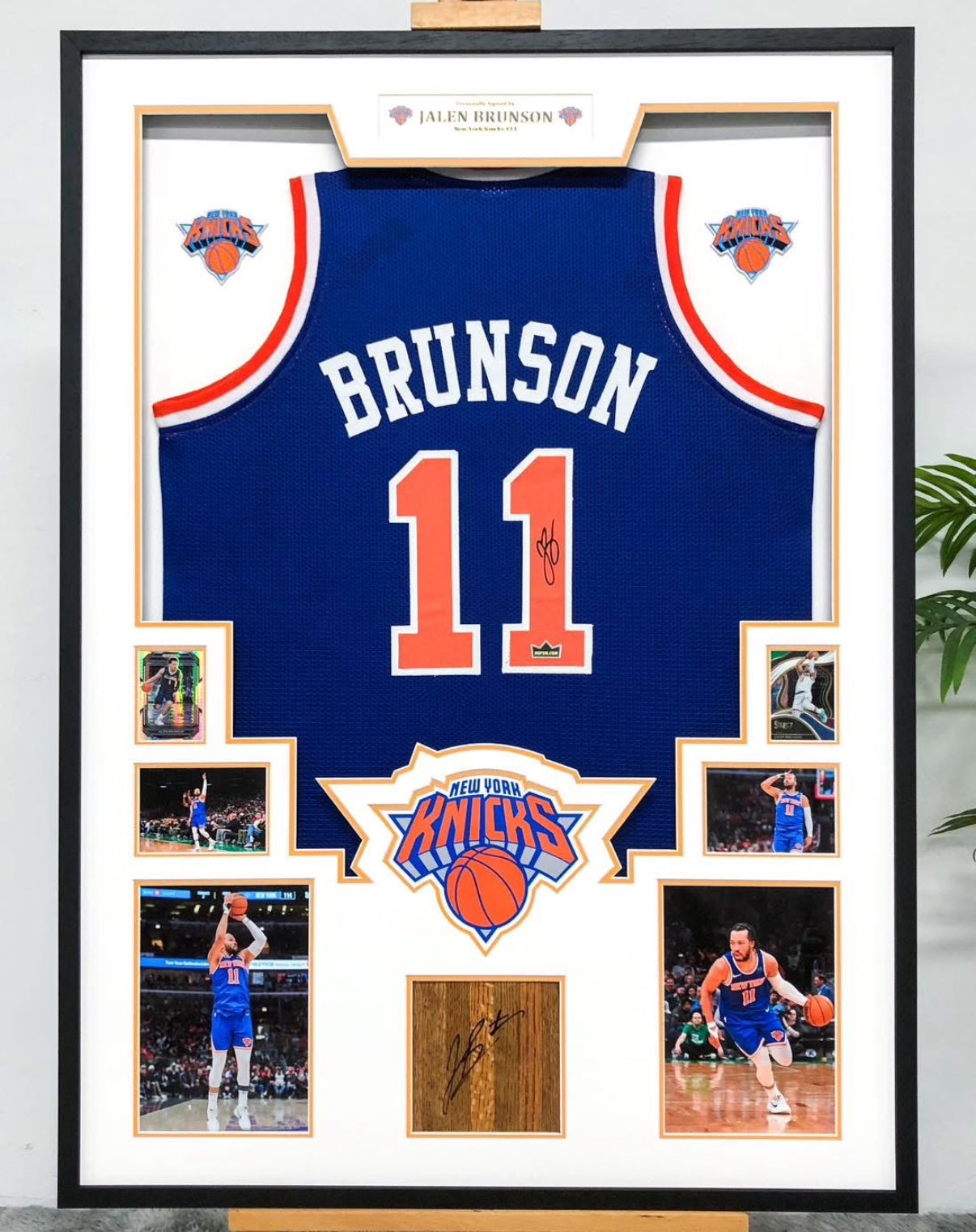 New York Knicks Jalen Brunson Autographed Jersey with Personalized Custom Design Framed 00002