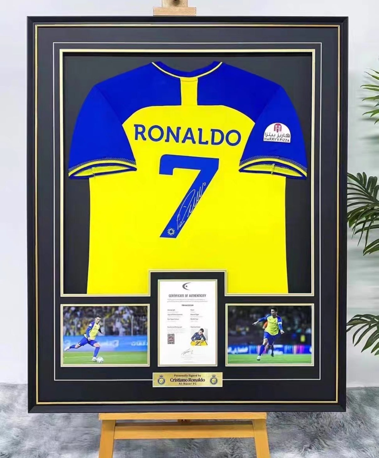 Al-Nassr FC Cristiano Ronaldo Autographed Jersey with Personalized Custom Design Framed 00074