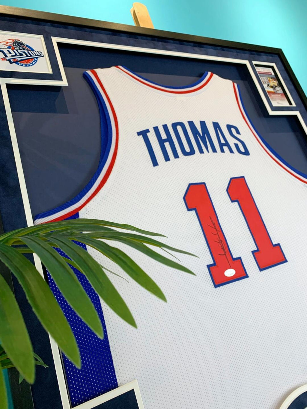 THOMAS Autographed Jersey with Personalized Custom Design Framed 00011