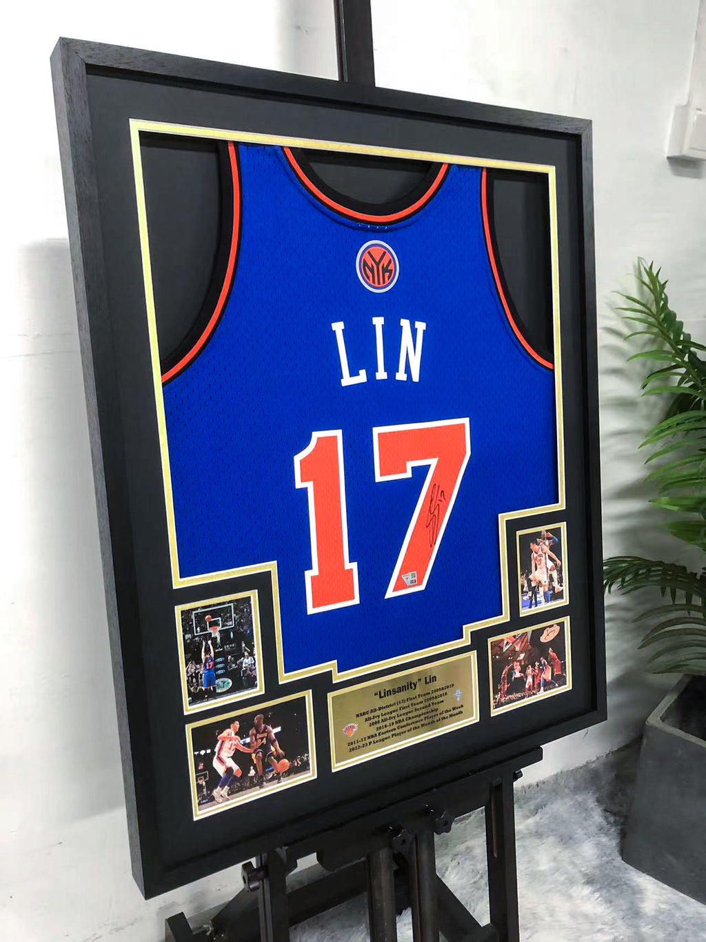 Jeremy Lin New York Knicks Jersey Framing  00016