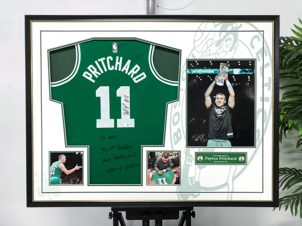 Boston Celtics Payton Pritchard Autographed Jersey with Standard Design Framed 00086