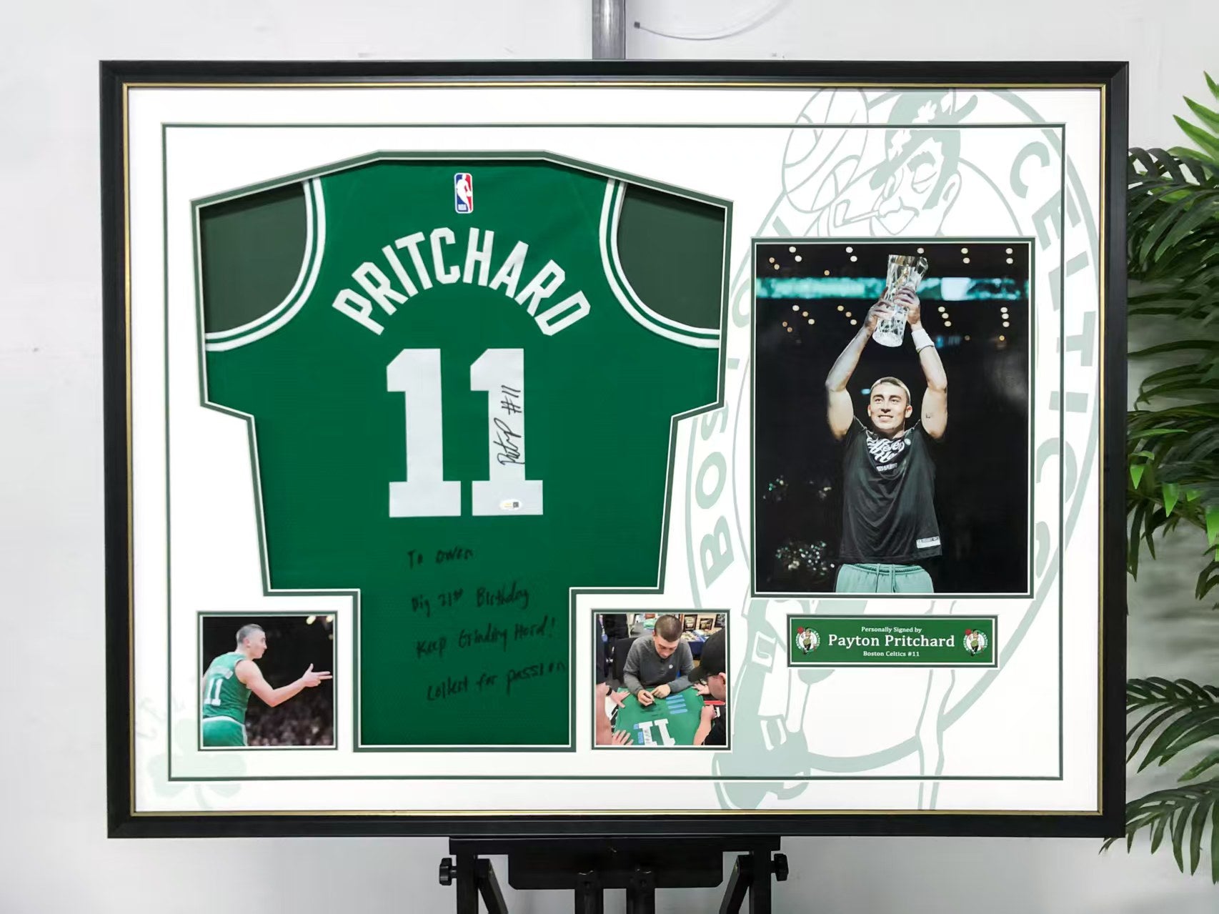 Boston Celtics Payton Pritchard Autographed Jersey with Standard Design Framed 00086