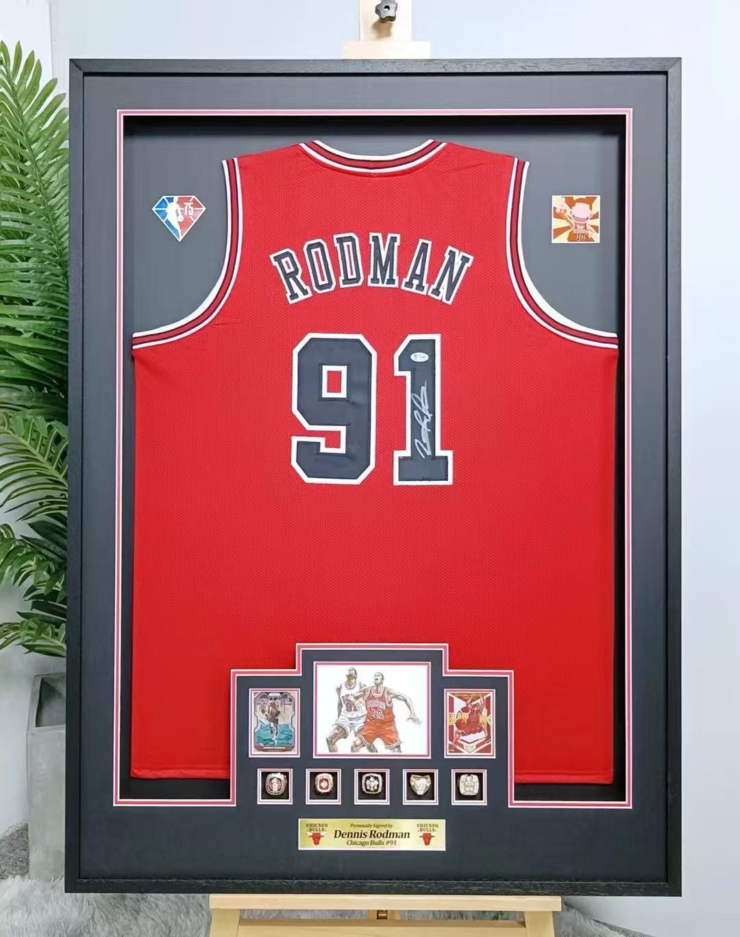 Chicago Bulls Dennis Rodman Autographed Jersey with Personalized Custom Design Framed 00006