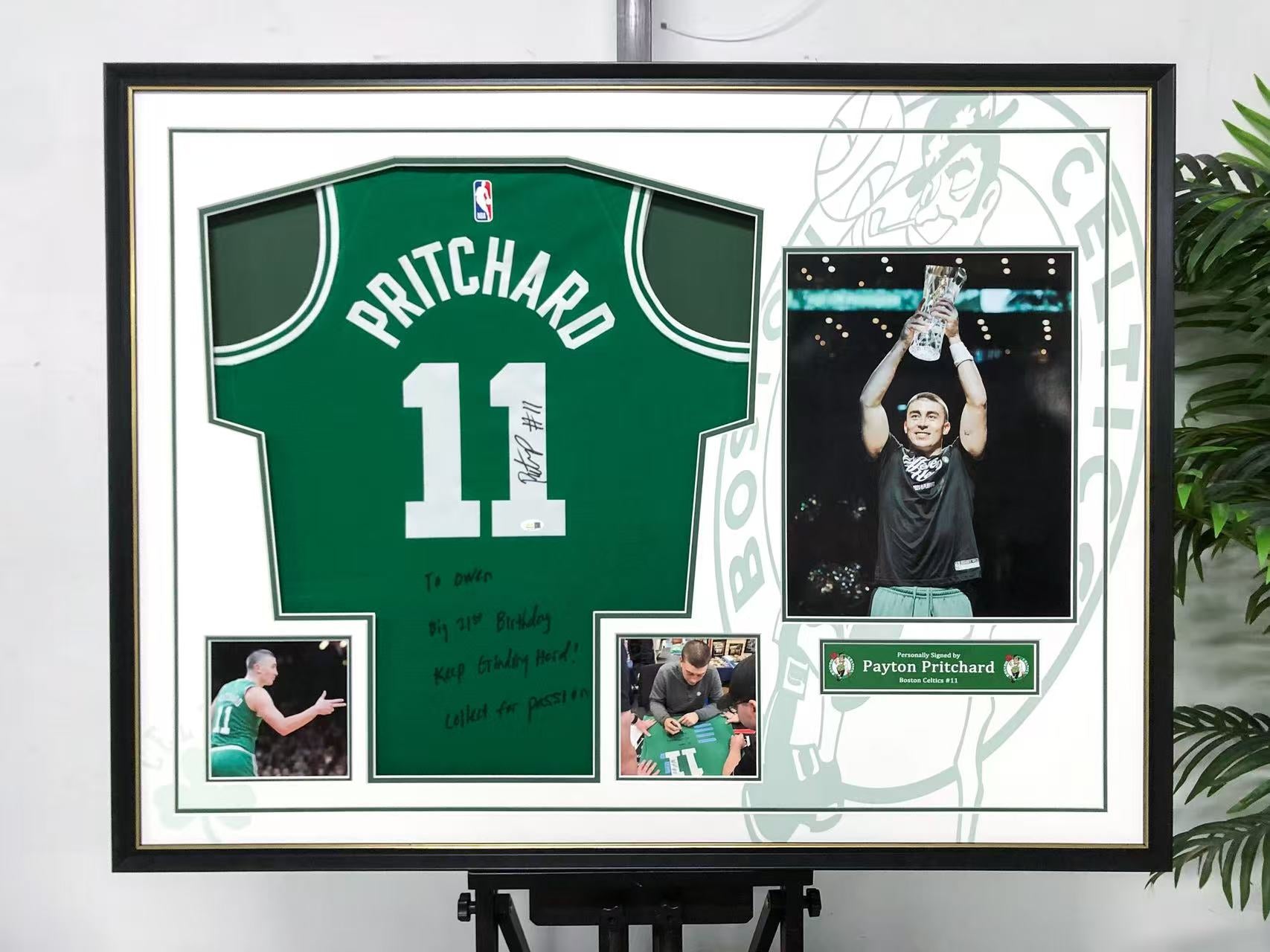 Boston Celtics Payton Pritchard Autographed Jersey with Standard Design Framed 00086