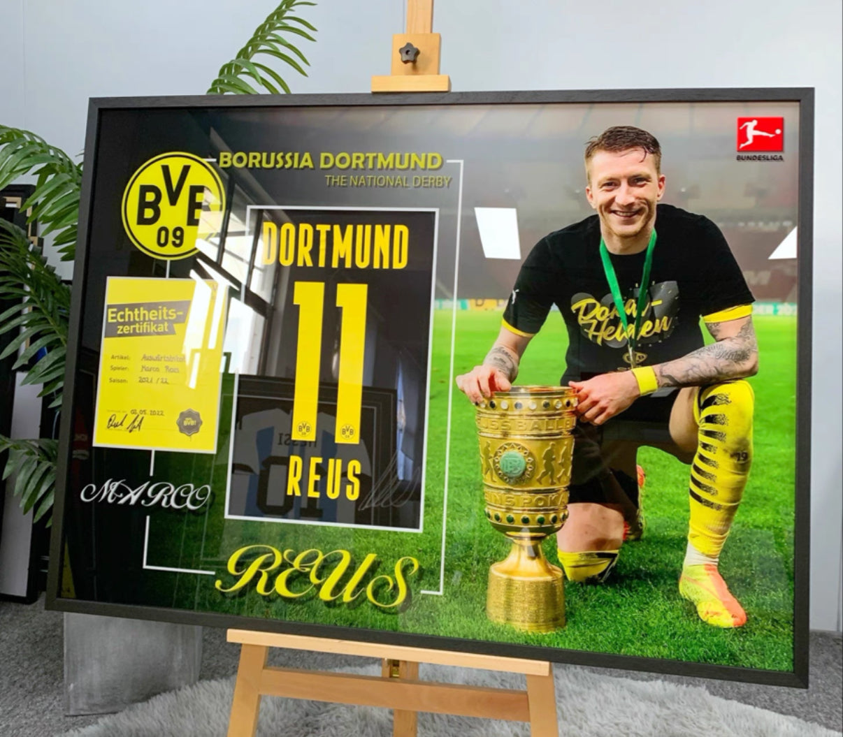 Borussia Dortmund Marco Reus Autographed Jersey with Personalized Custom Design Framed 00002