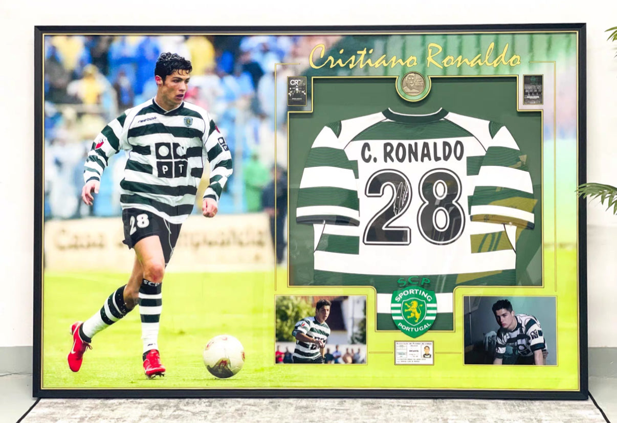 Portugal Cristiano Ronaldo Autographed Jersey with Personalized Custom Design Framed 000038