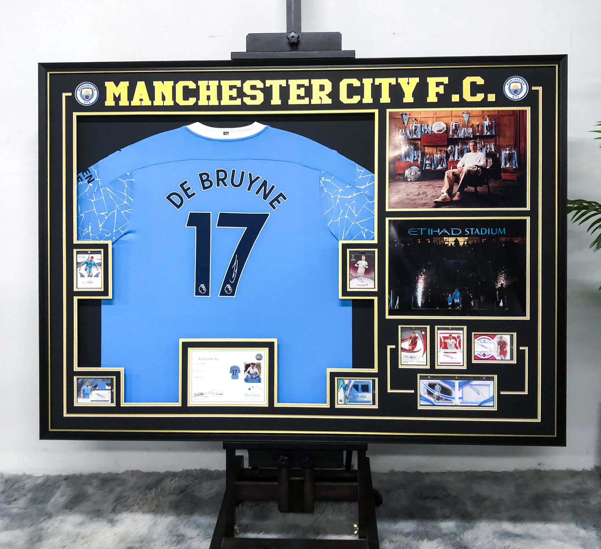 Manchester City FC DE BRUYNE Autographed Jersey with Personalized Custom Design Framed 00026
