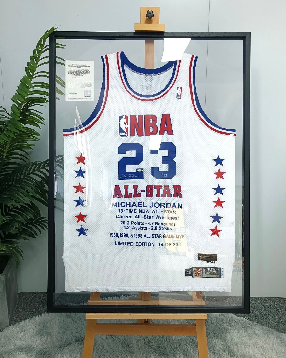 ALL-STAR Michael Jordan Autographed Jersey with Standard Design Framed 00073