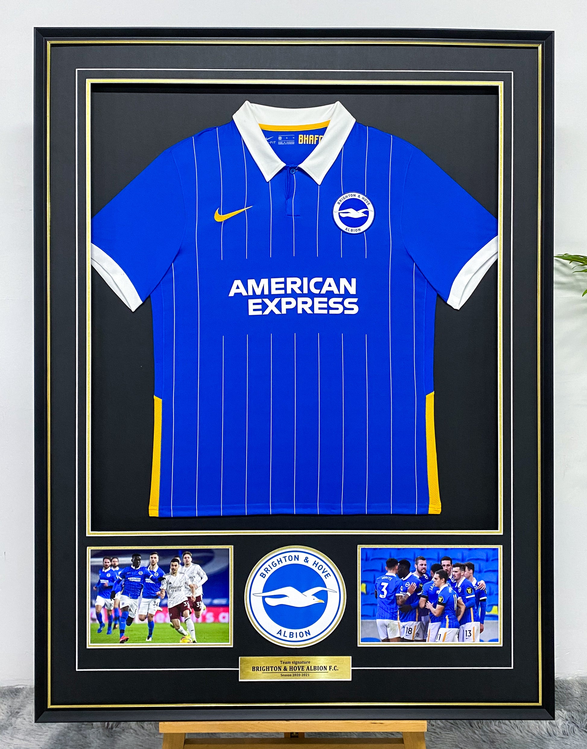 Brighton  Autographed Jersey with Personalized Custom Design Framed 00029