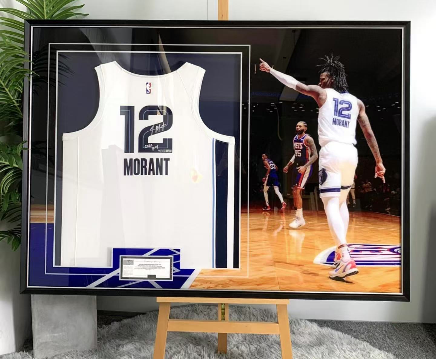 Memphis Grizzlies Ja Morant Autographed Jersey with Personalized Custom Design Framed 00006