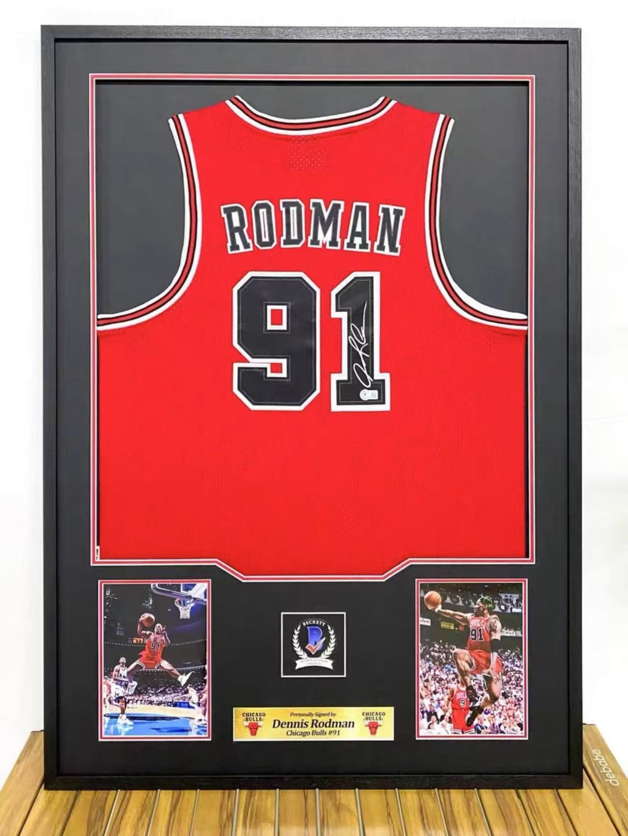 Chicago Bulls Dennis Rodman Autographed Jersey with Standard Design Framed 00009