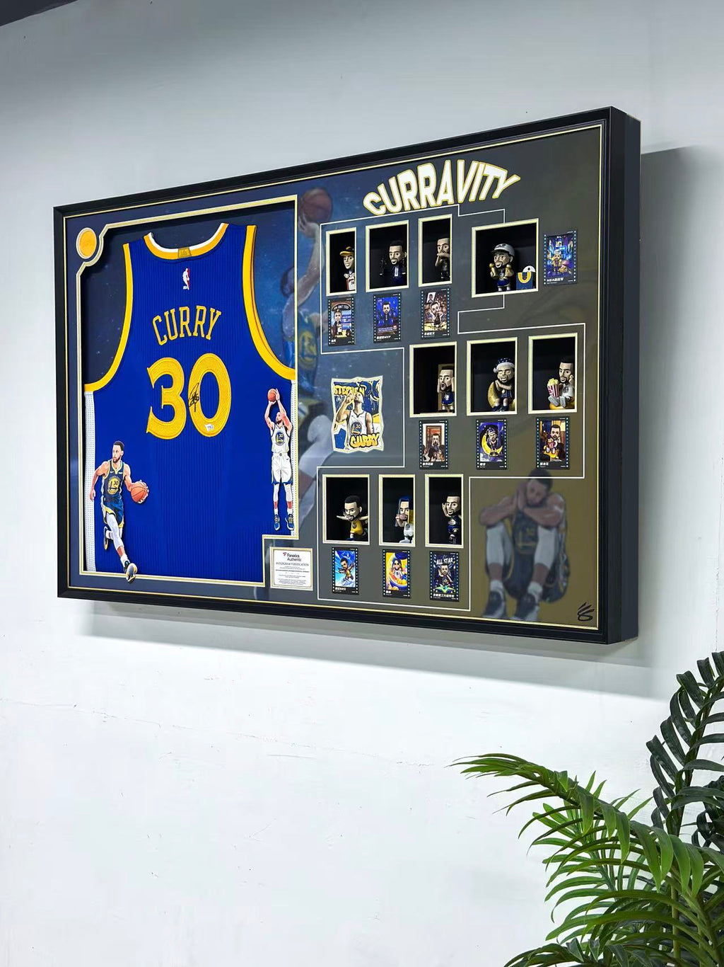 Golden State Warriors Stephen Curry Autographed Jersey with Personalized Custom Design Framed 000072