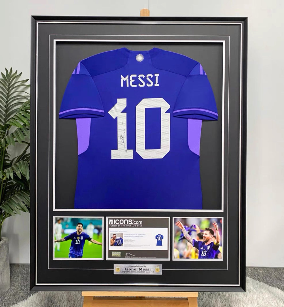Argentina Lionel Messi Autographed Jersey with Personalized Custom Design Framed 000056