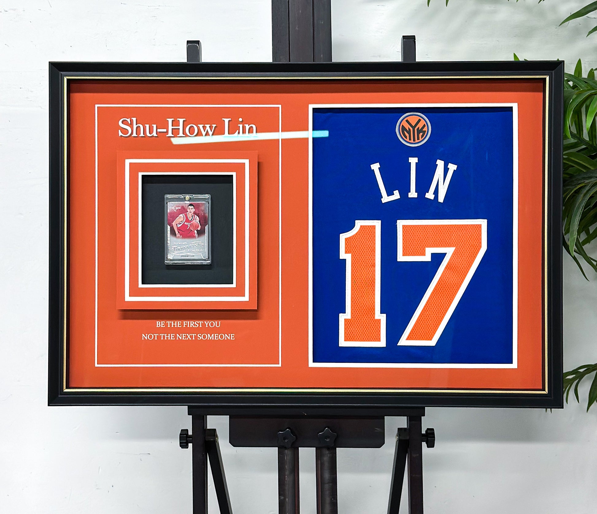 New York Knicks LIN Autographed Jersey with Personalized Custom Design Framed 00014