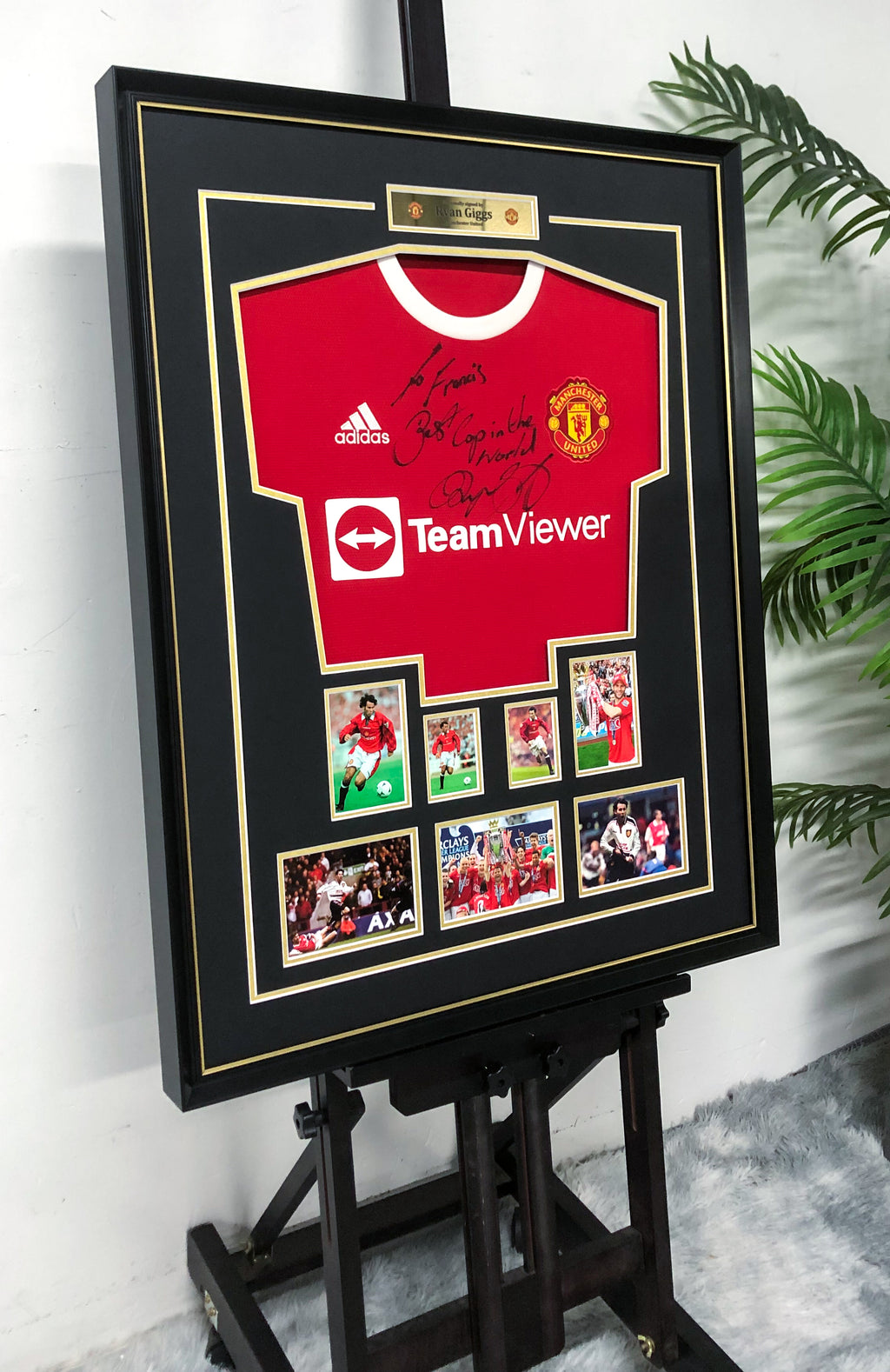 Manchester United Ryan Giggs Autographed Jersey with Personalized Custom Design Framed 00078