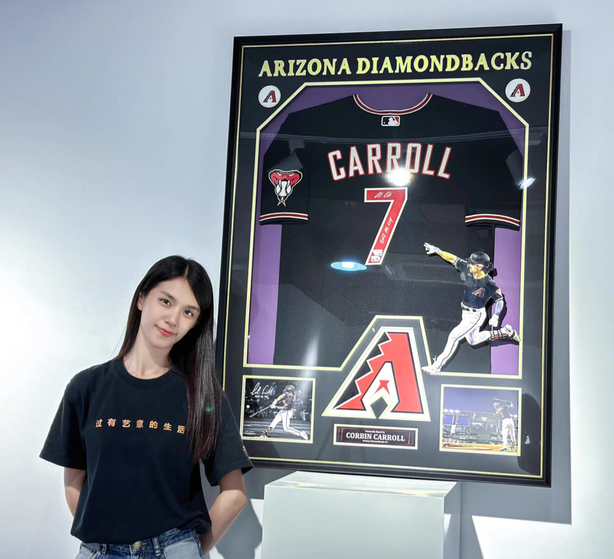 Arizona Diamondbacks CARROLL baseball uniform Autographed Jersey with Personalized Custom Design Framed 000008