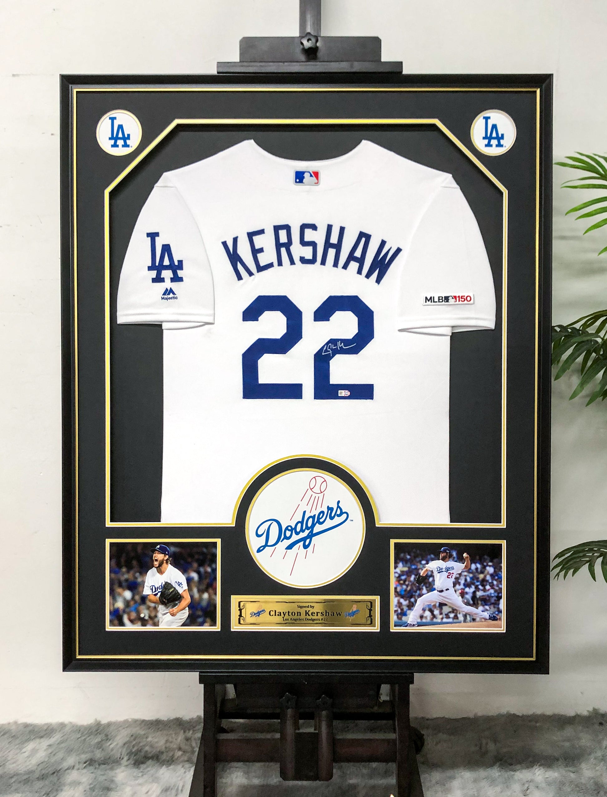 Los Angeles Dodgers Clayton Kershaw Autographed Jersey with Personalized Custom Design Framed 00018