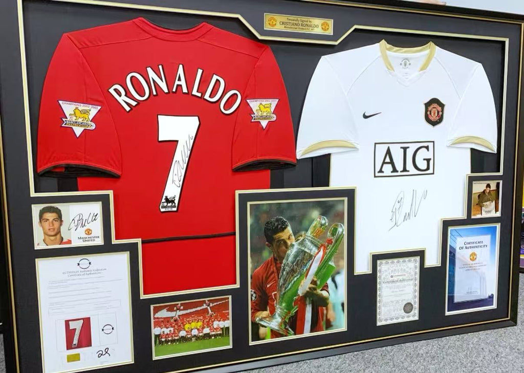 Cristiano Ronaldo Jersey combination Autographed Jersey with Personalized Custom Design Framed 000012