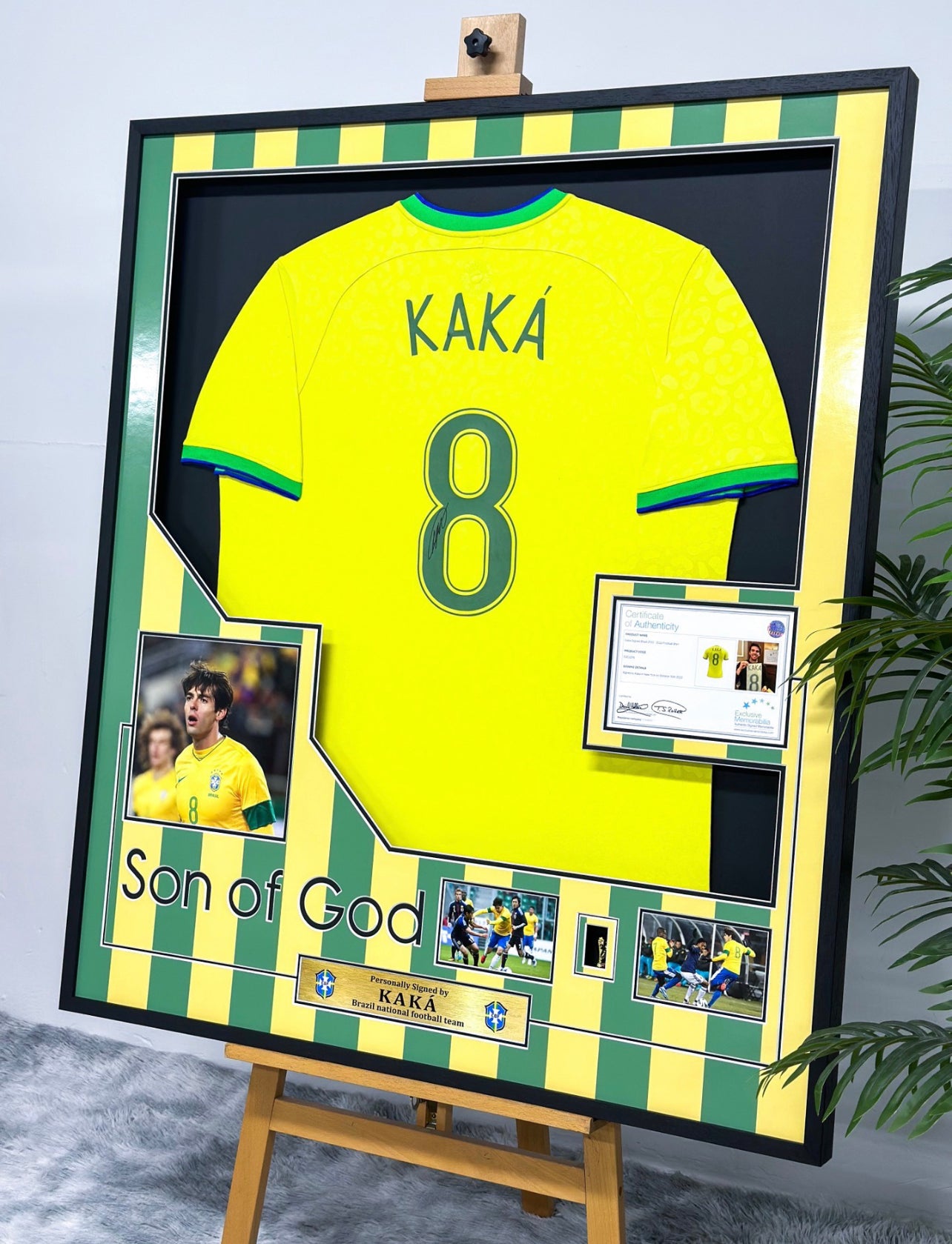 Brazil national team KAKA Autographed Jersey with Personalized Custom Design Framed 00012