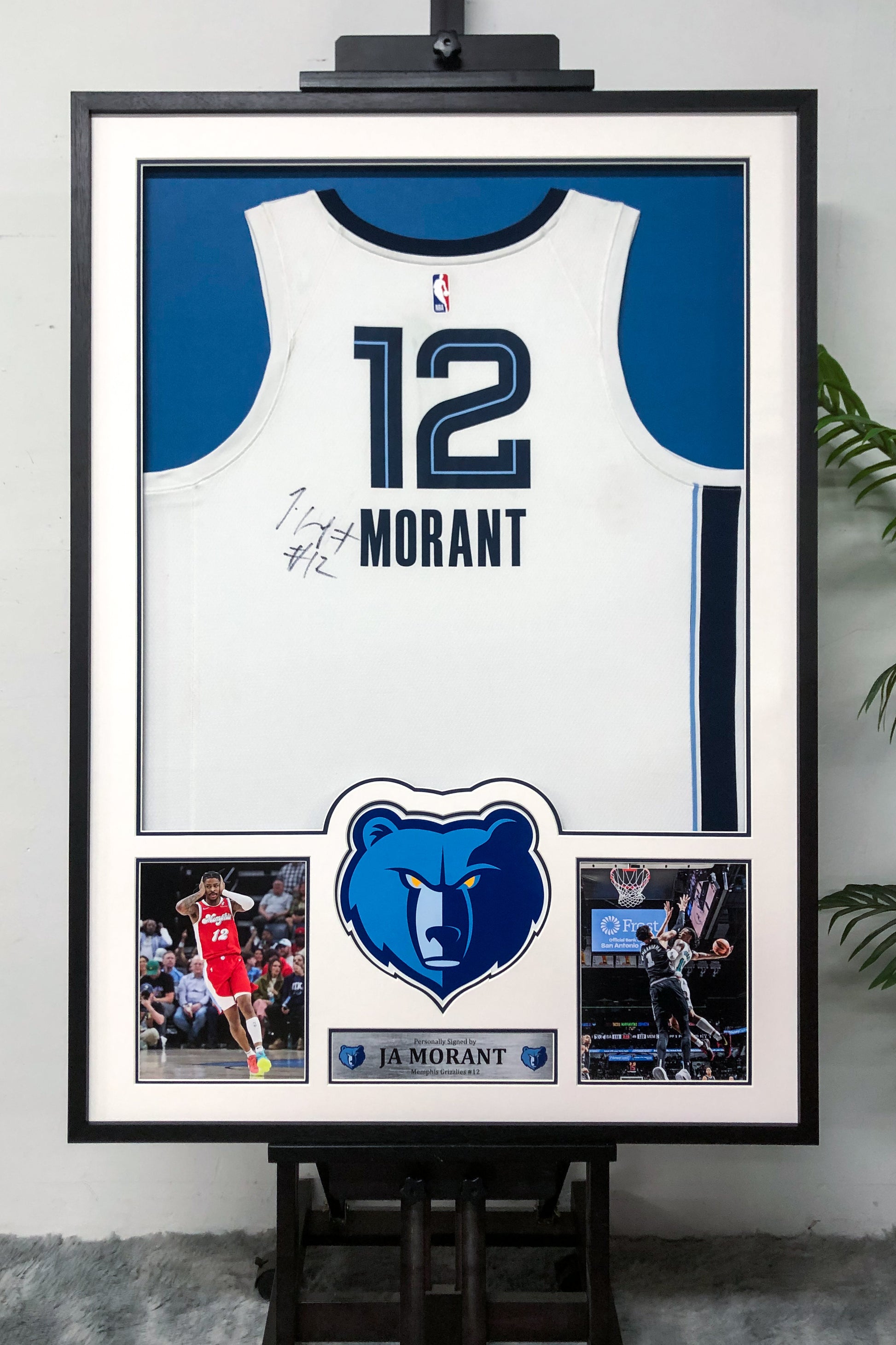 Memphis Grizzlies Ja Morant Autographed Jersey with Personalized Custom Design Framed 000014